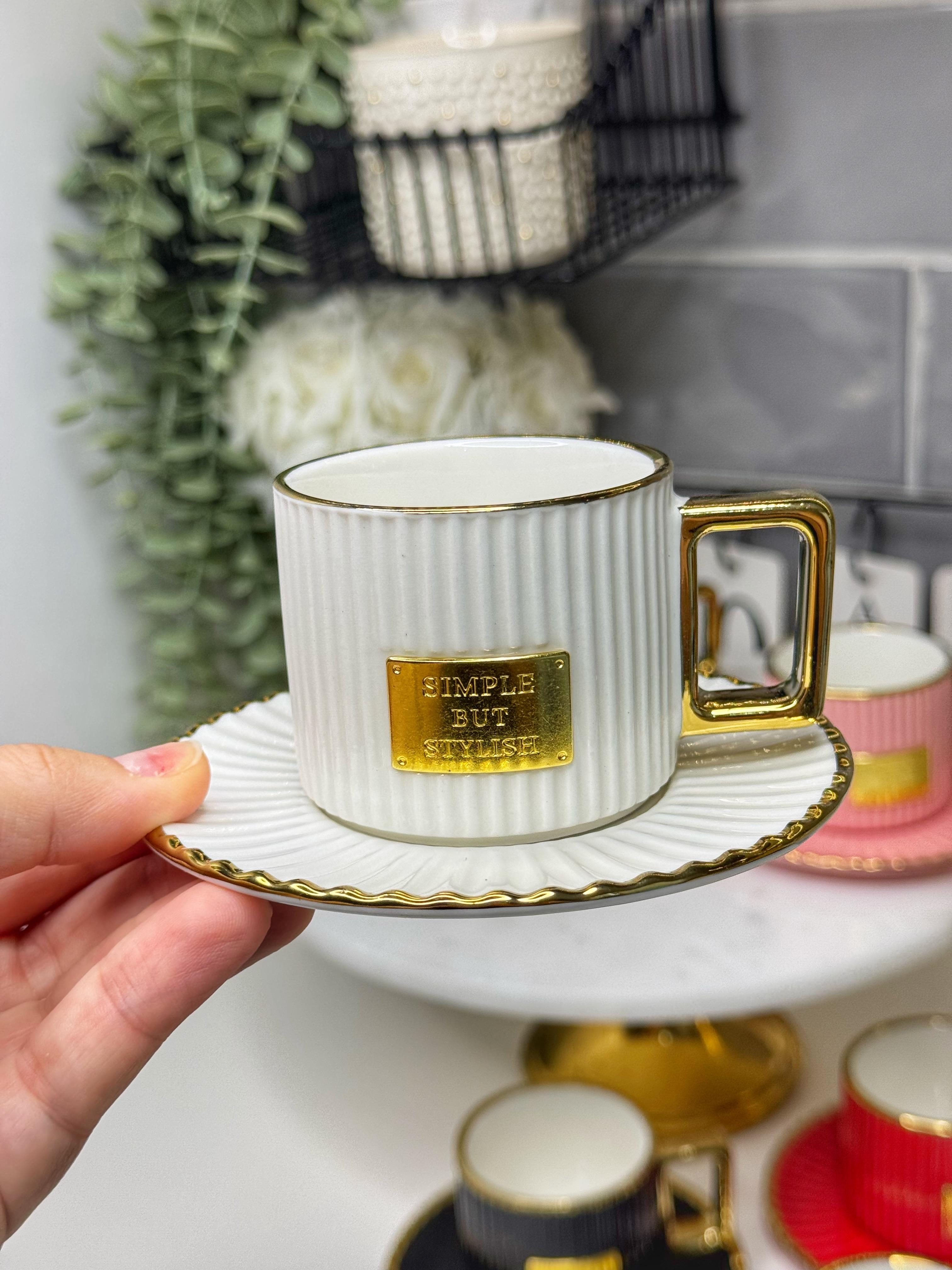 Gold Düğmeli 6 Kişilik Türk Kahvesi Fincanı