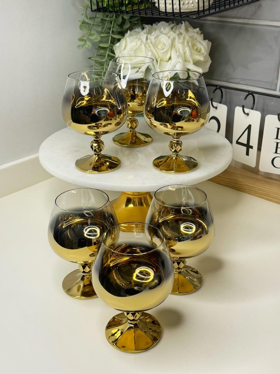 Berlin 6 Kişilik Gold / Gümüş Yansıma Meşrubat /  Su Bardağı