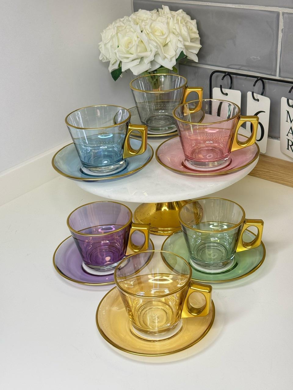 Levla 6 Kişilik Lüsterli Çay Seti