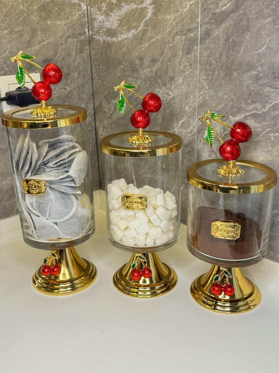 Napolyon Kiraz 3 Lü Çay Şeker Kahve Kavanozu