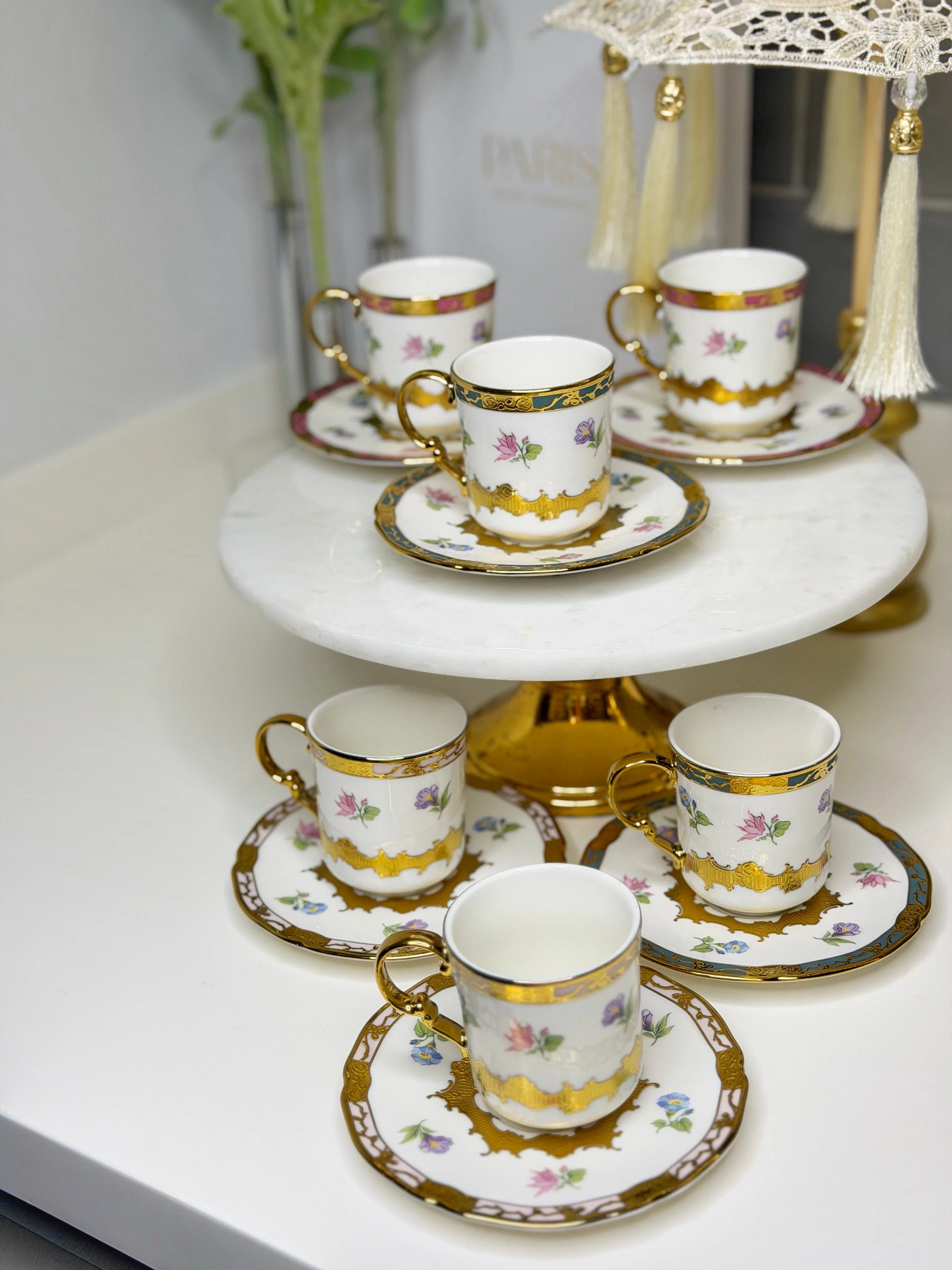 Rozaline 6 Kişilik Porselen Türk Kahvesi Fincanı