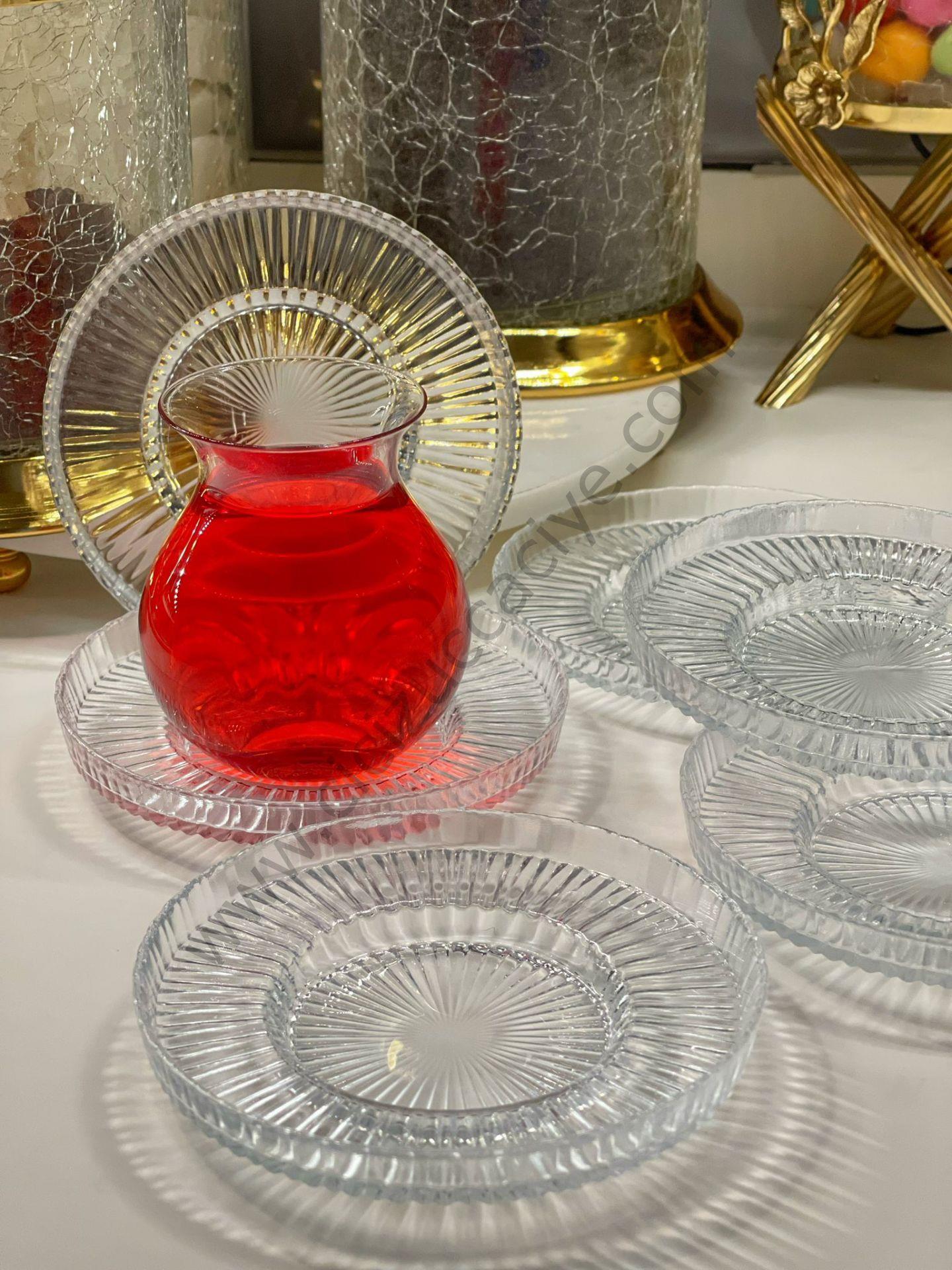 6 KİŞİLİK CAM ÇAY TABAĞI