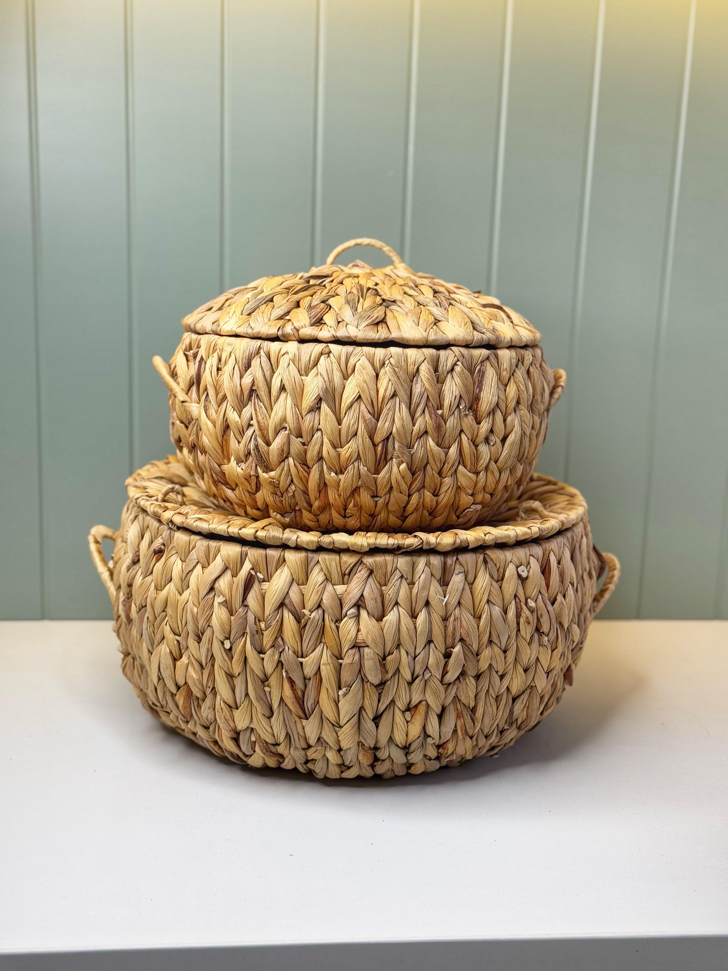 2'Li Kapaklı Büyük Boy Hasır Sepet