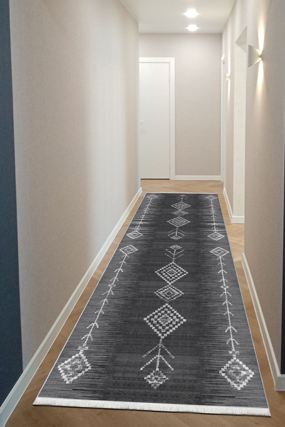 Antrasit Halı Yolluk Koridor Halısı Makinede Yıkanabilir Halı Kaymaz Taban Halı