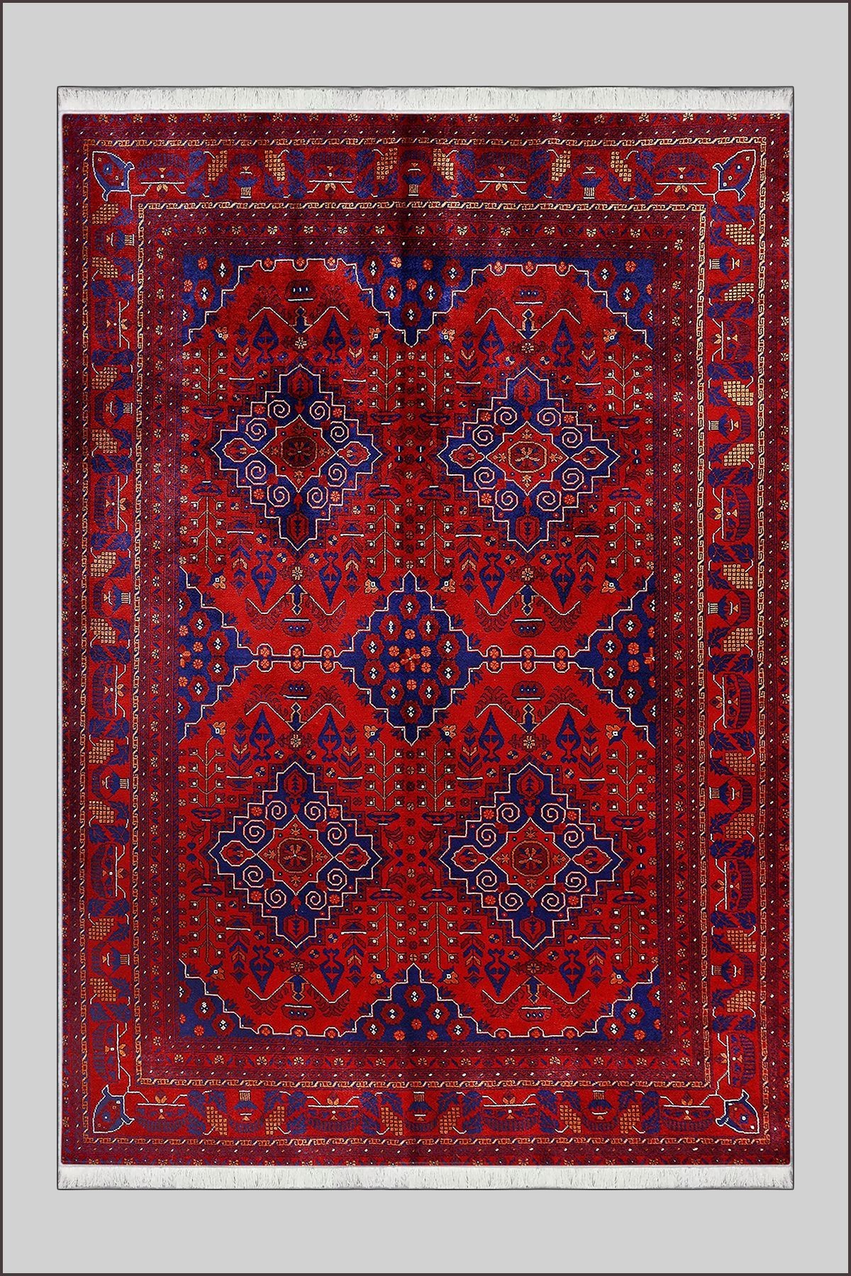 Kırmızı Vintage Halı Salon Halısı Makinede Yıkanabilir Halı Kaymaz Taban Halı