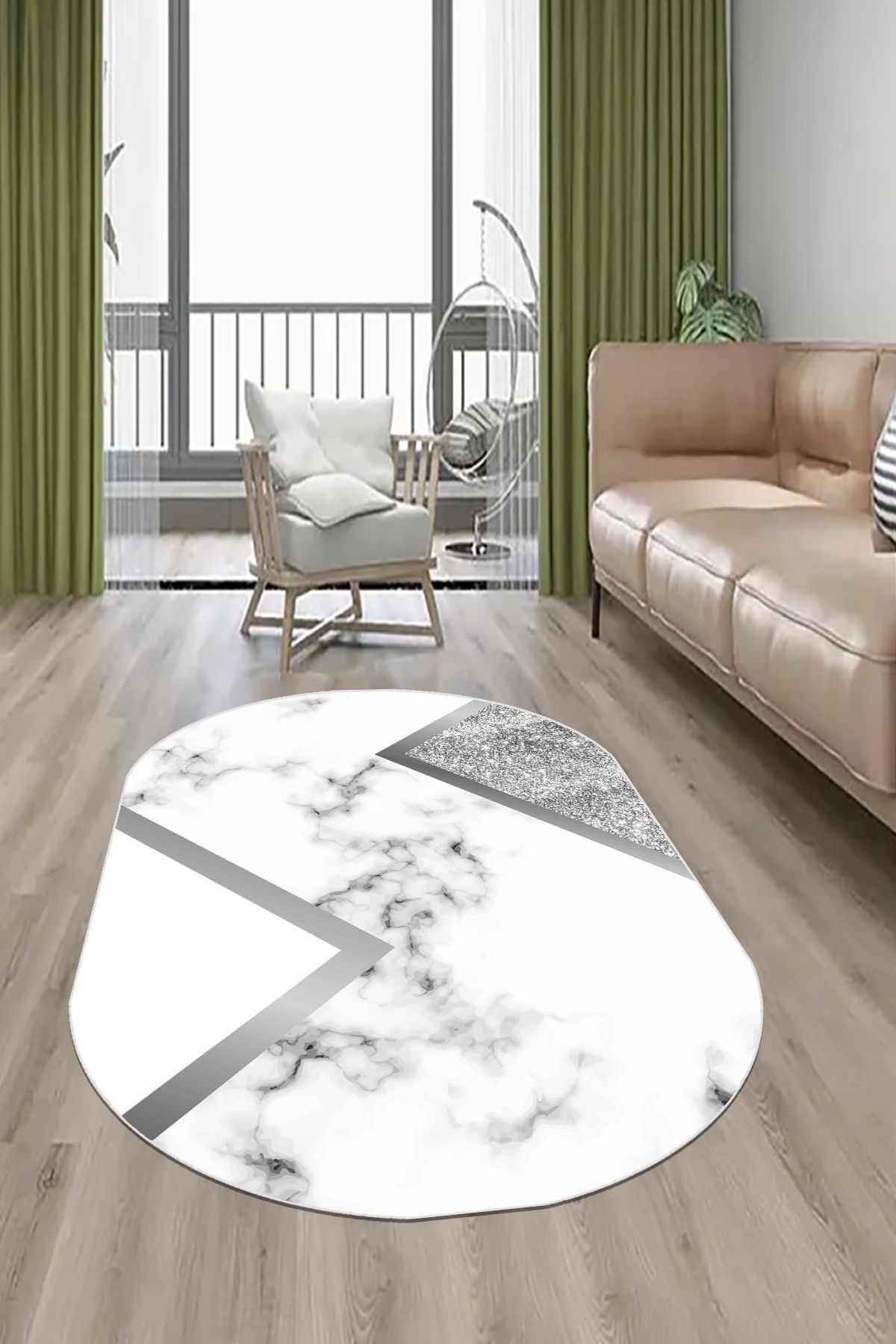 Beyaz Gri Yolluk Halı Salon Halısı Makinede Yıkanabilir Halı Kaymaz Taban Halı