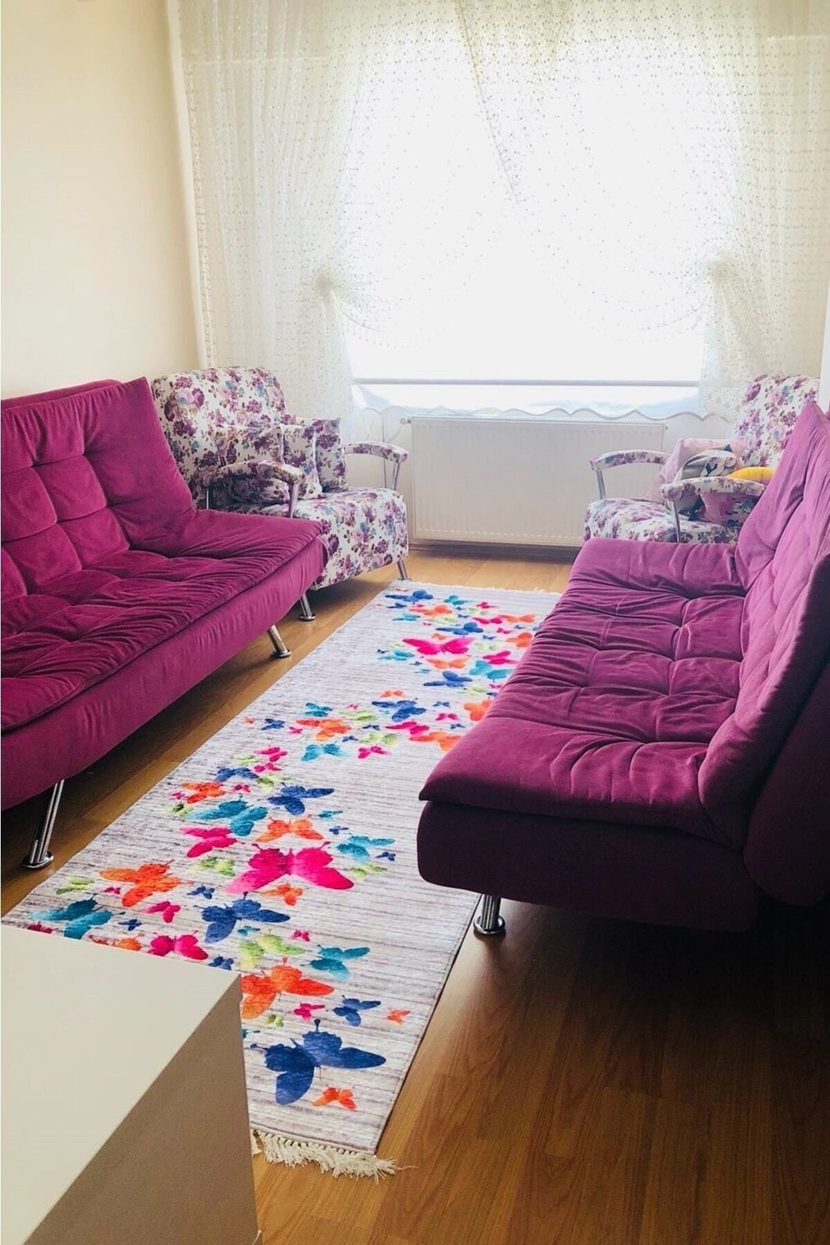 Renkli Halı Kelebek Halı Genç Odası Halısı Salon Halısı Mutfak Halısı Yolluk Yıkanabilir