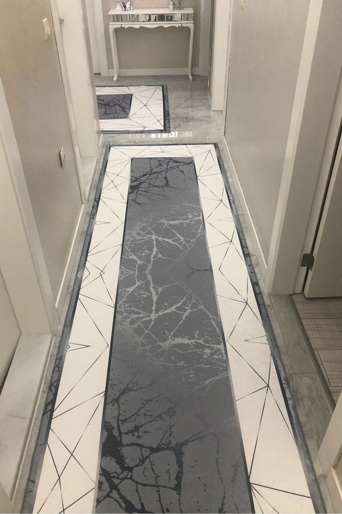 Moliva Gri Modern Makinede Yıkanabilir Halı
