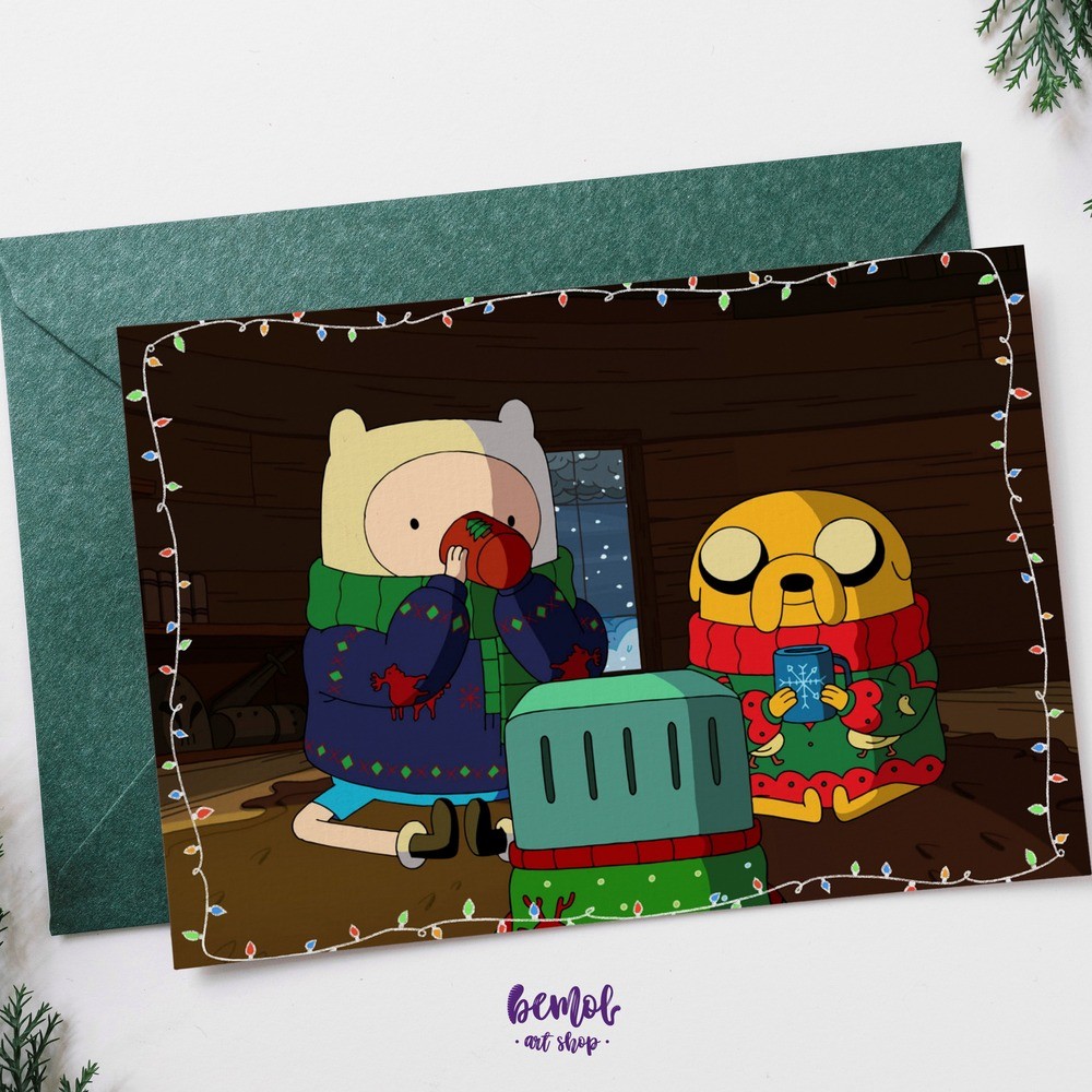 adventure time yılbaşı kartpostalı