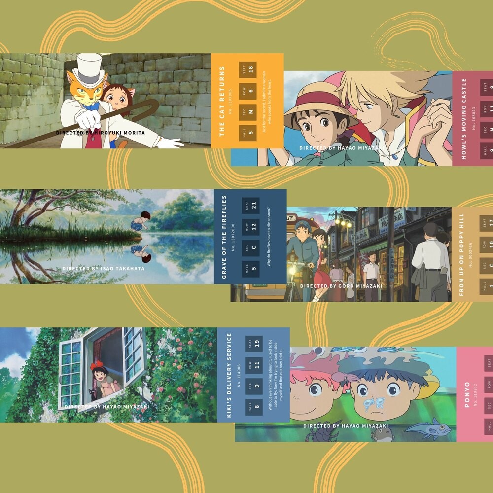 ghibli filmleri bilet seti (6 adet)