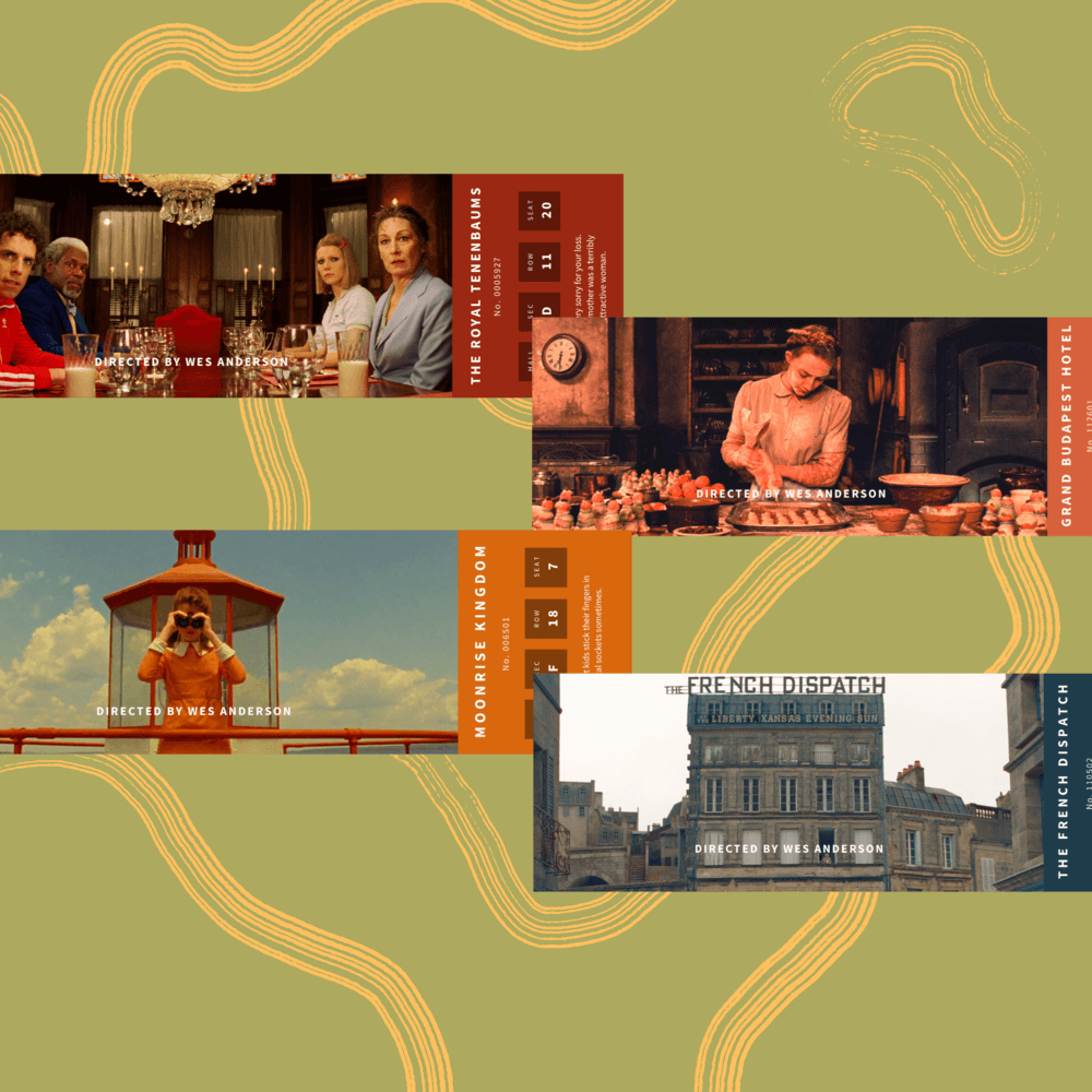 wes anderson filmleri bilet seti