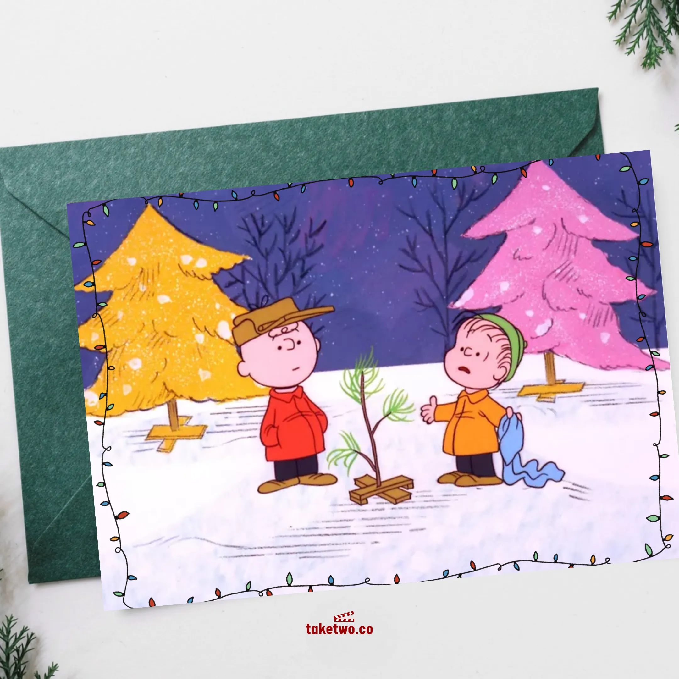 charlie brown yılbaşı kartpostalı