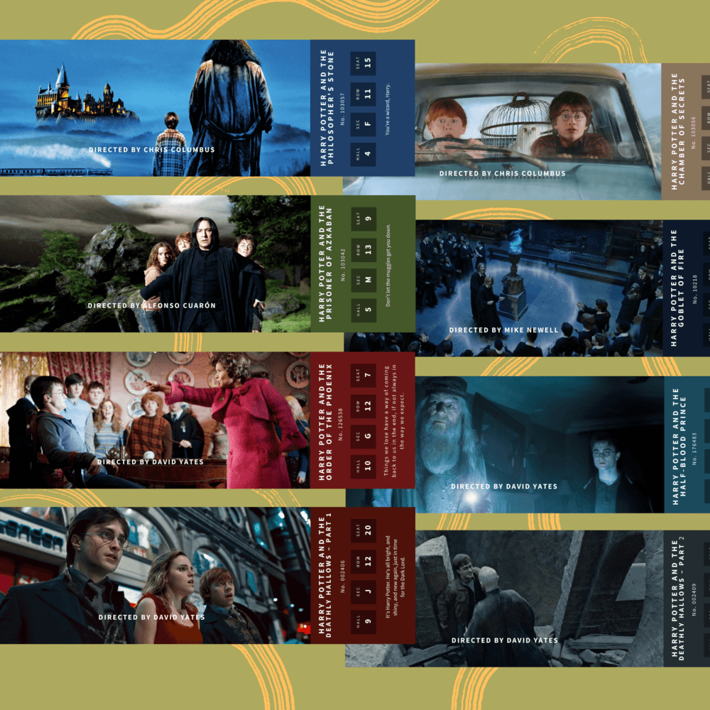harry potter filmleri bilet seti