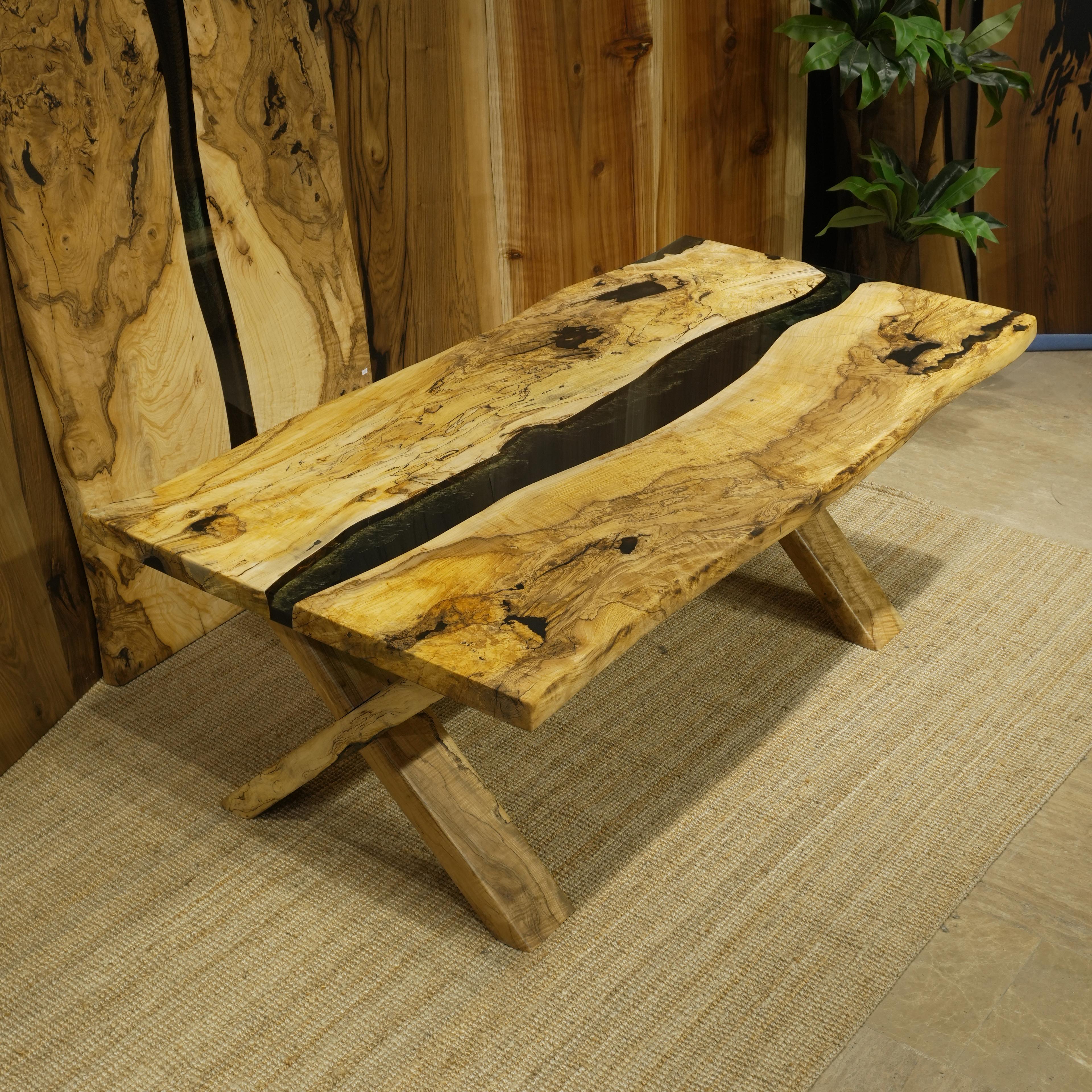 Handmade Black&Gold-Green Epoxy Walnut Wood Dining Table > Custom-Made for Mrs. Ava