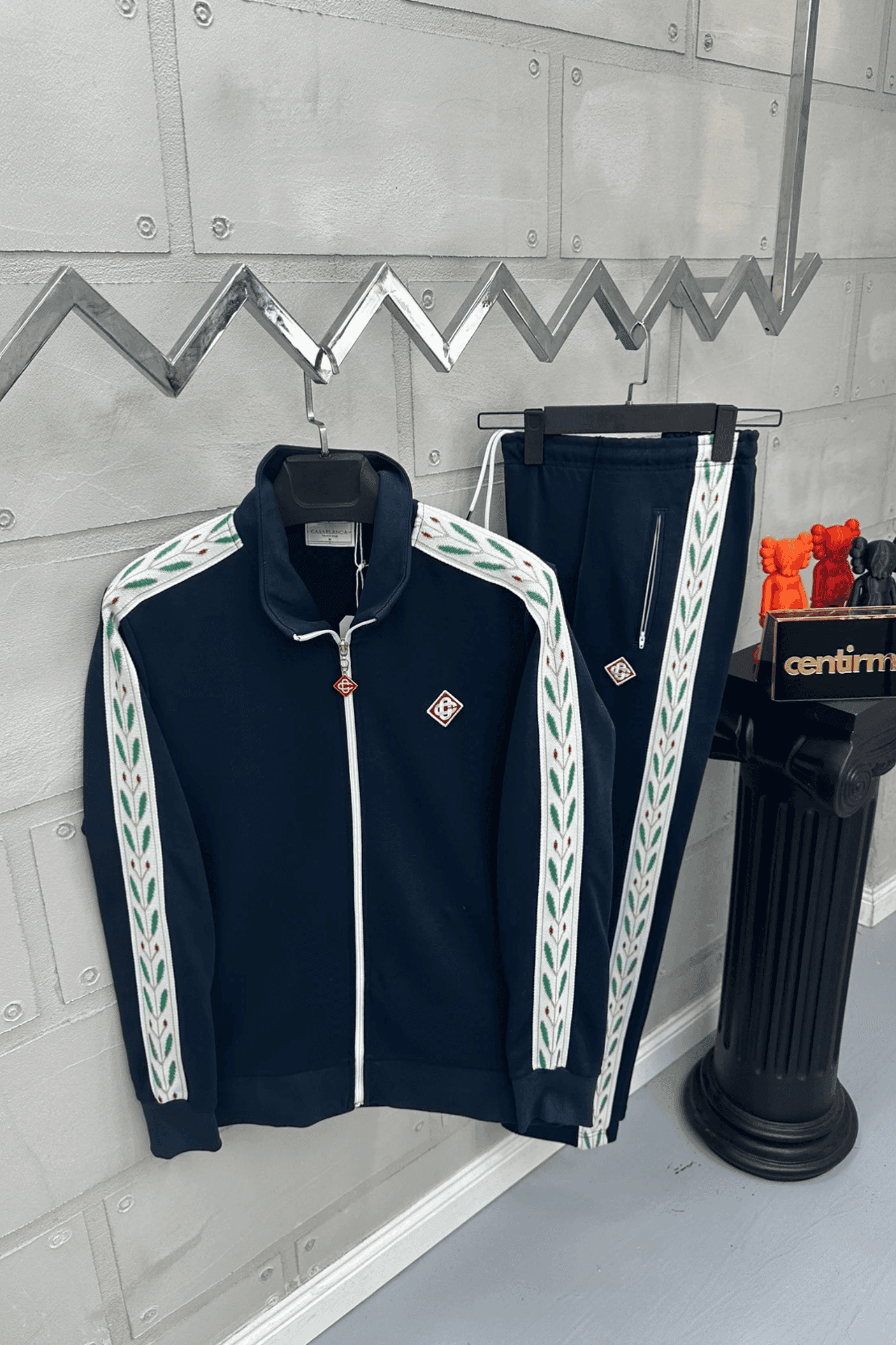 Rose Stripe Tracksuit - Navy Blue