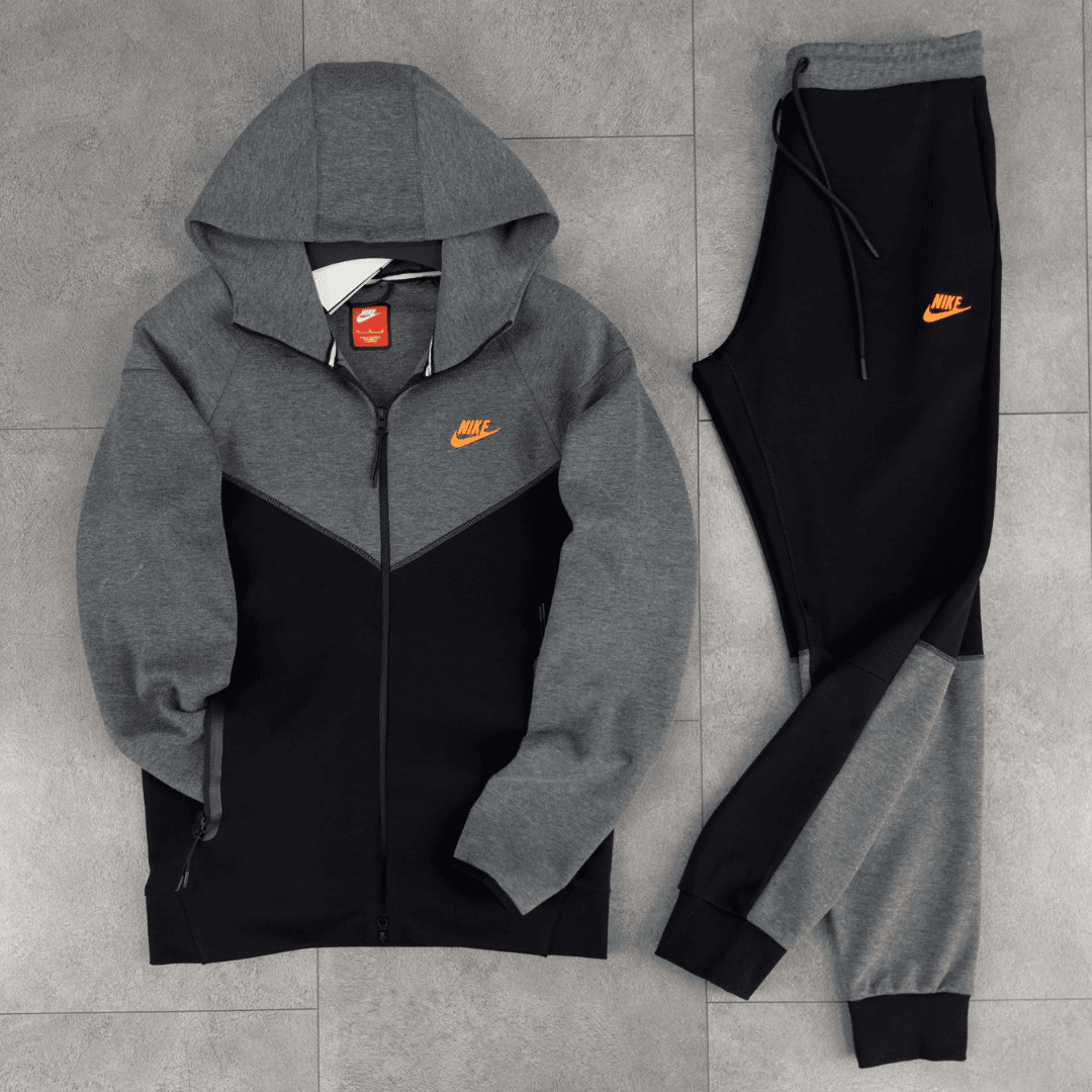 Nike Tech Fleece SS'24 Tracksuit - Black / Smoke / Orange