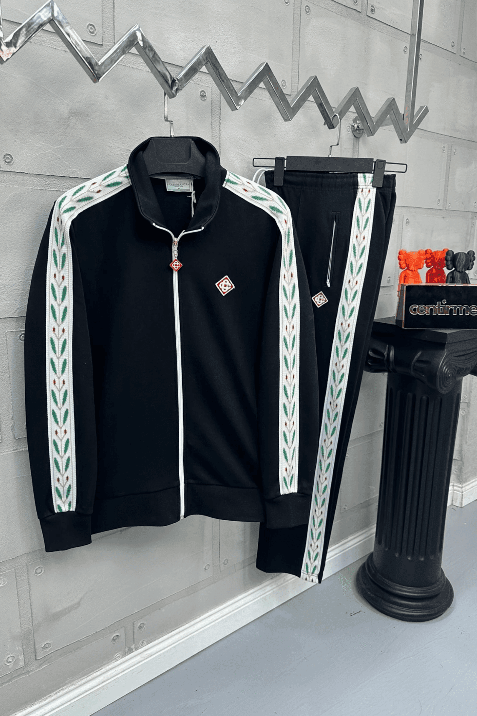 Rose Stripe Tracksuit - Black