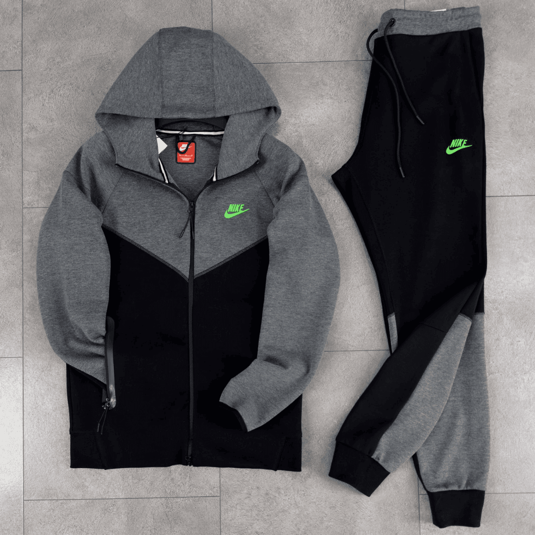 Nike Tech Fleece SS'24 Tracksuit - Black / Smoke / Green