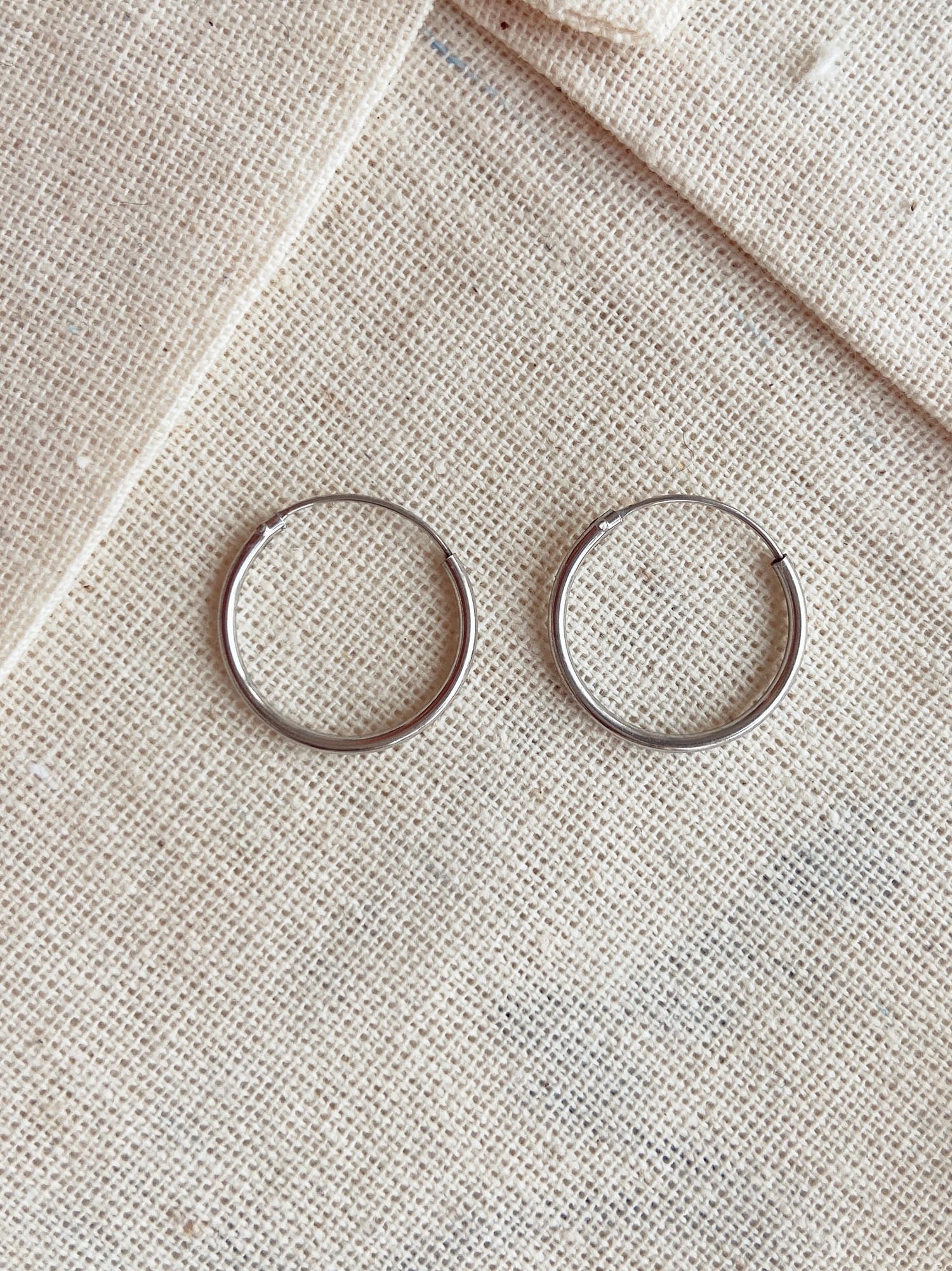 İthal Minimal Silver Halka Küpe - 15 mm | 925 Ayar Gümüş