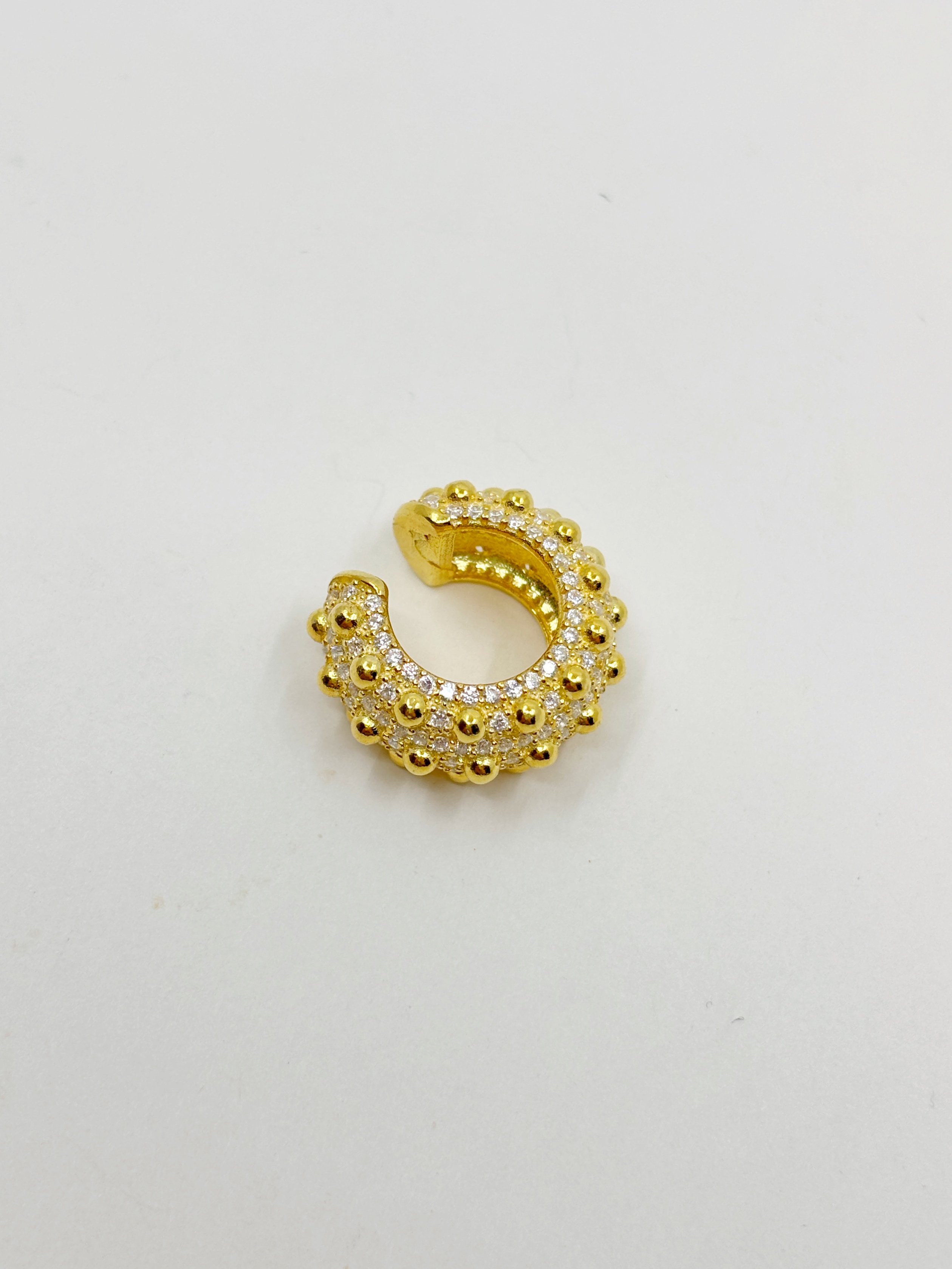 Geniş Taşlı Ear Cuff | 925 Ayar Gümüş