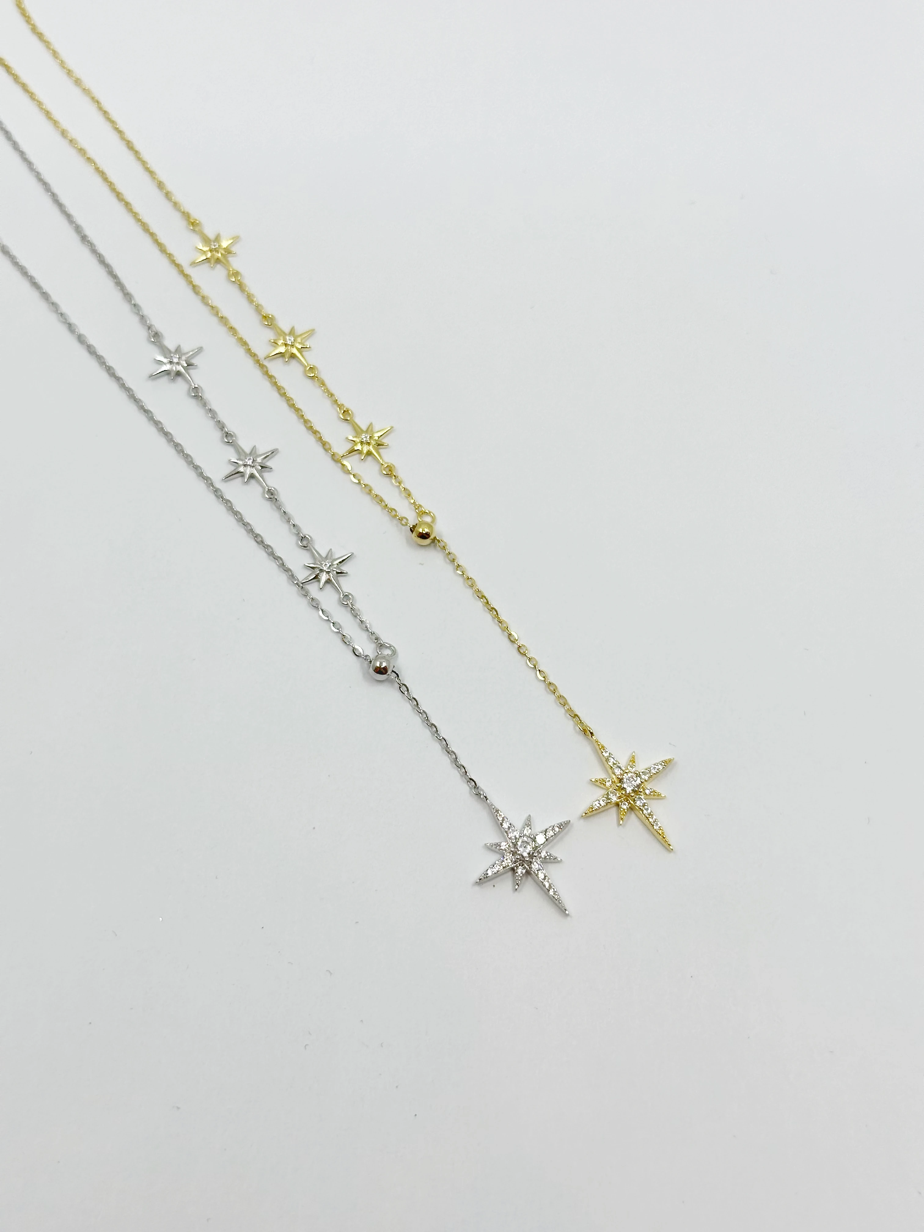 Minimal Kuzey Yıldızı Y Kolye | 925 Ayar Gümüş