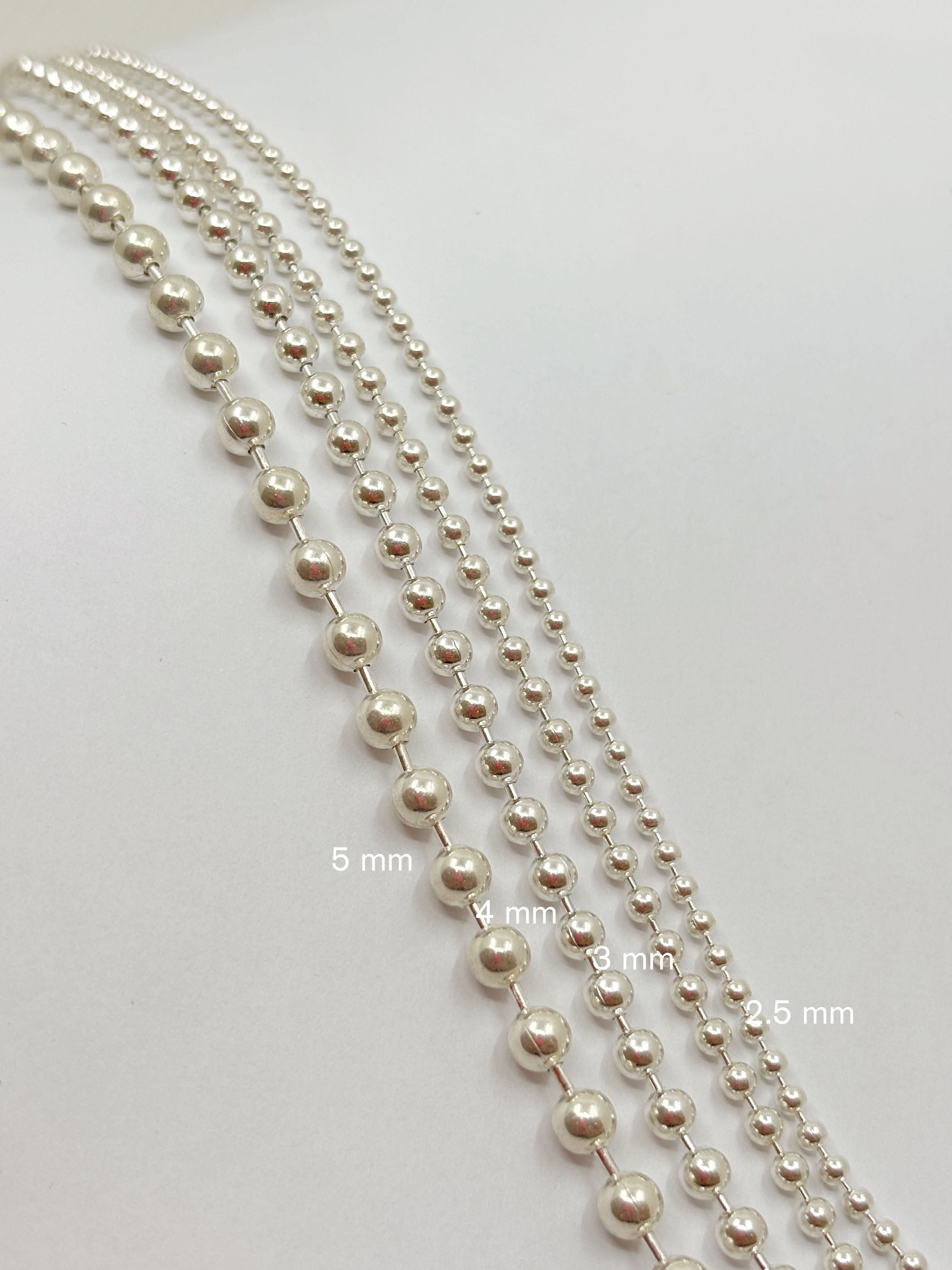 Top Top Zincir Kolye 4 mm | 925 Ayar Gümüş