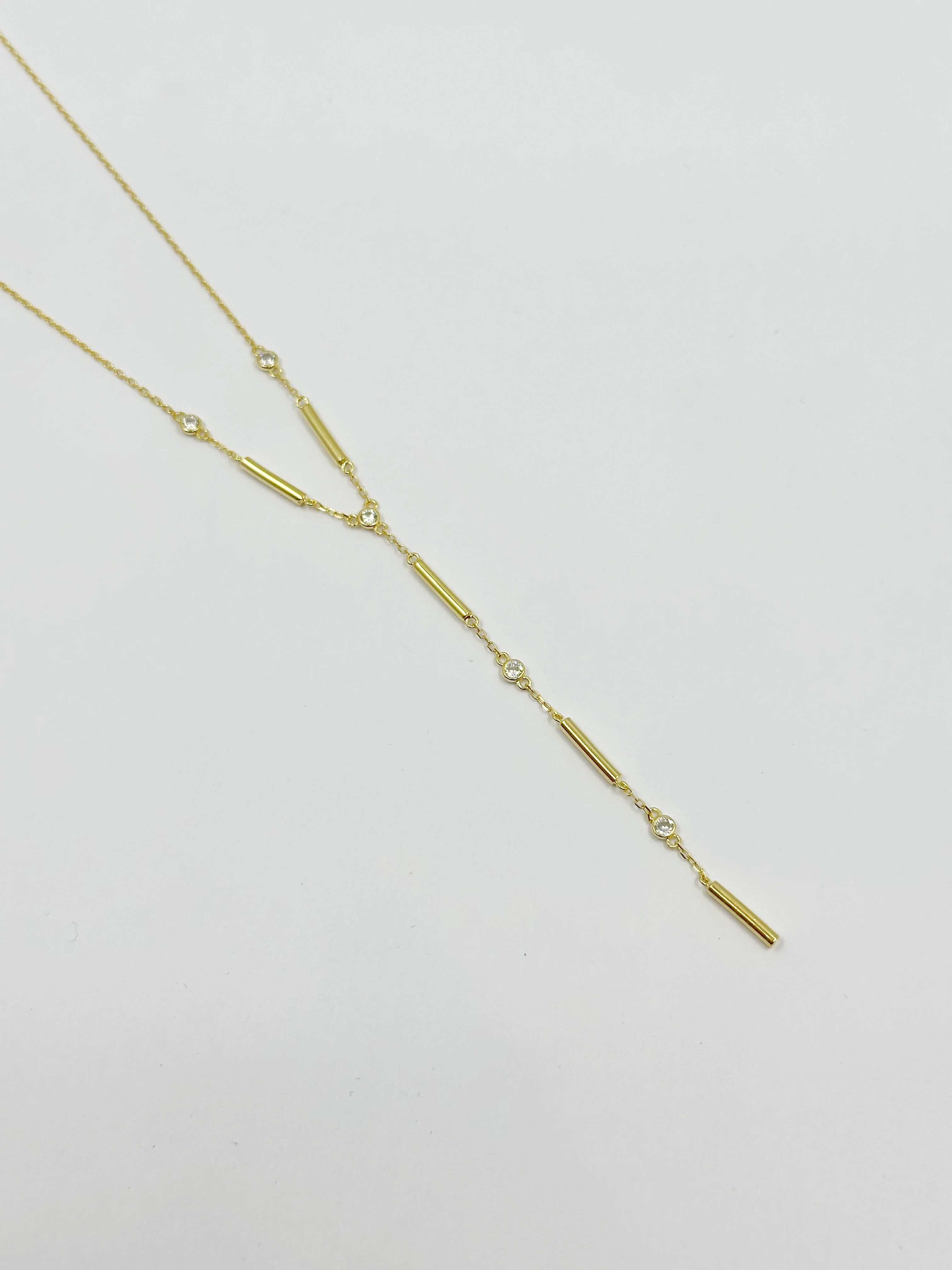 Taş Detaylı Boru Y Kolye | 925 Ayar Gümüş