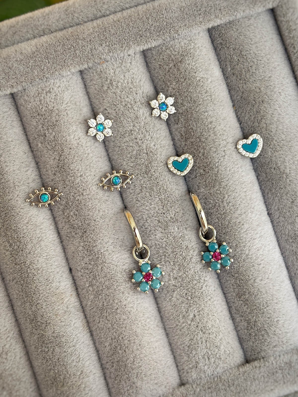 Opal Çiçek Mini Küpe | 925 Ayar Gümüş