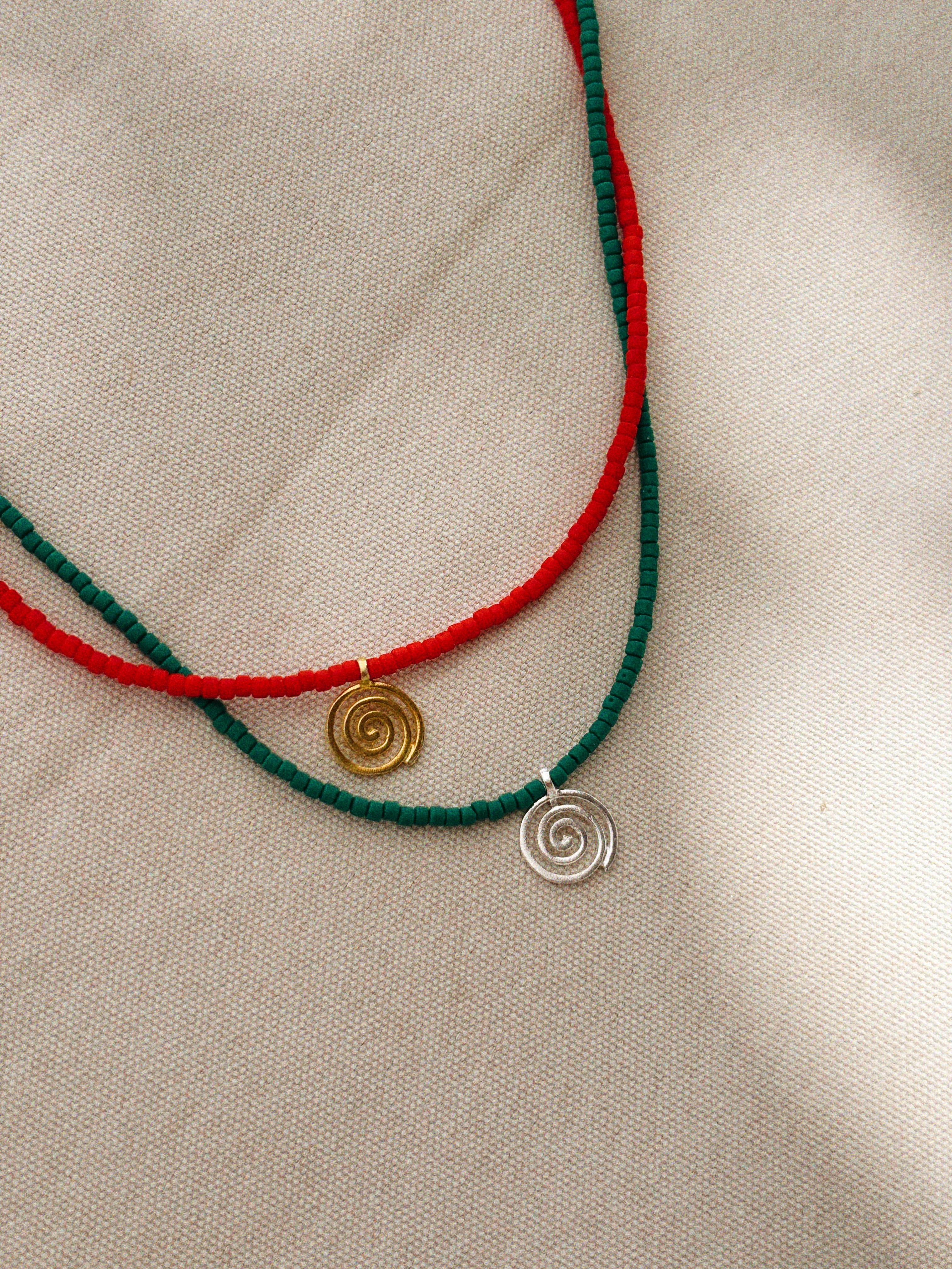 Spiral Minik Boncuklu Kolye | 925 Ayar Gümüş