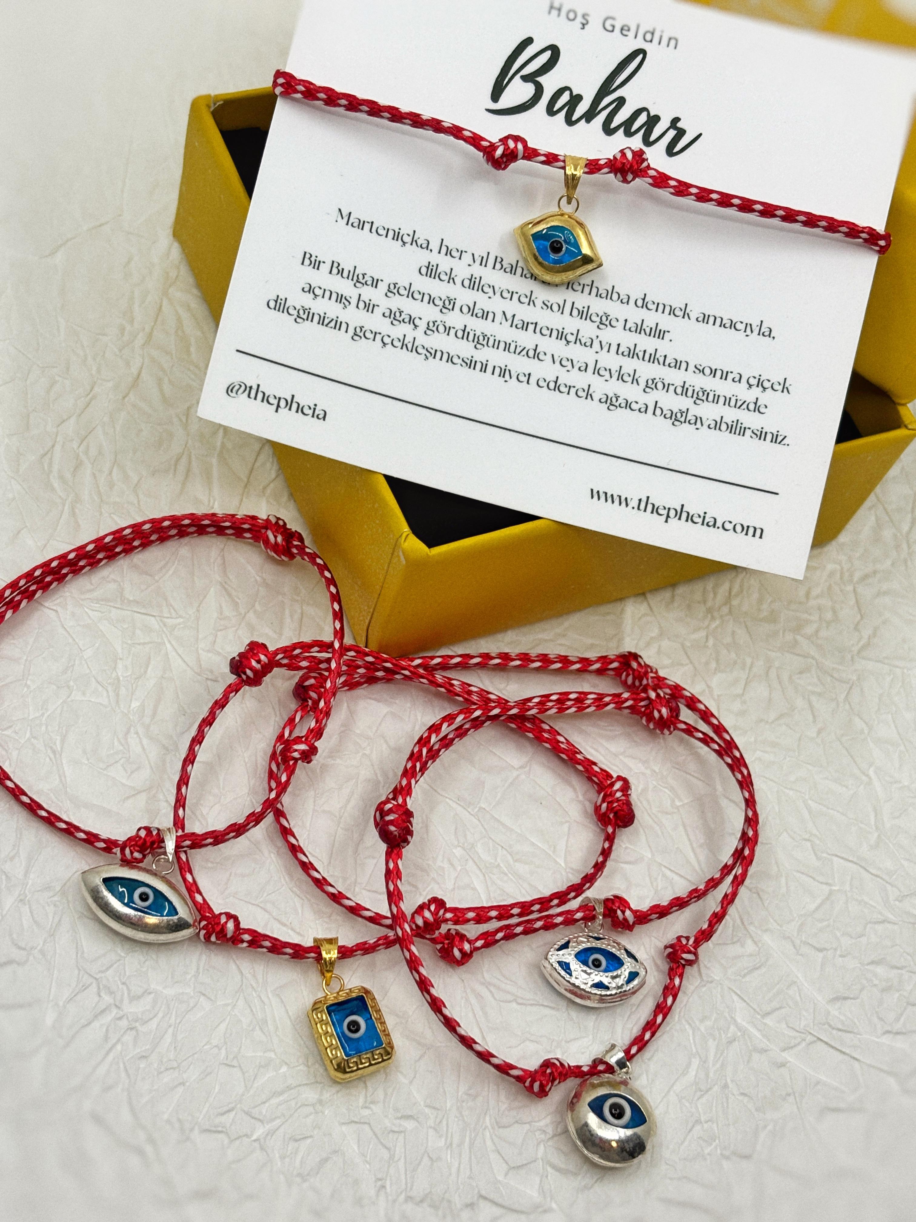 Vintage Badem Göz Nazar Boncuğu Marteniçka Bileklik | 925 Ayar Gümüş