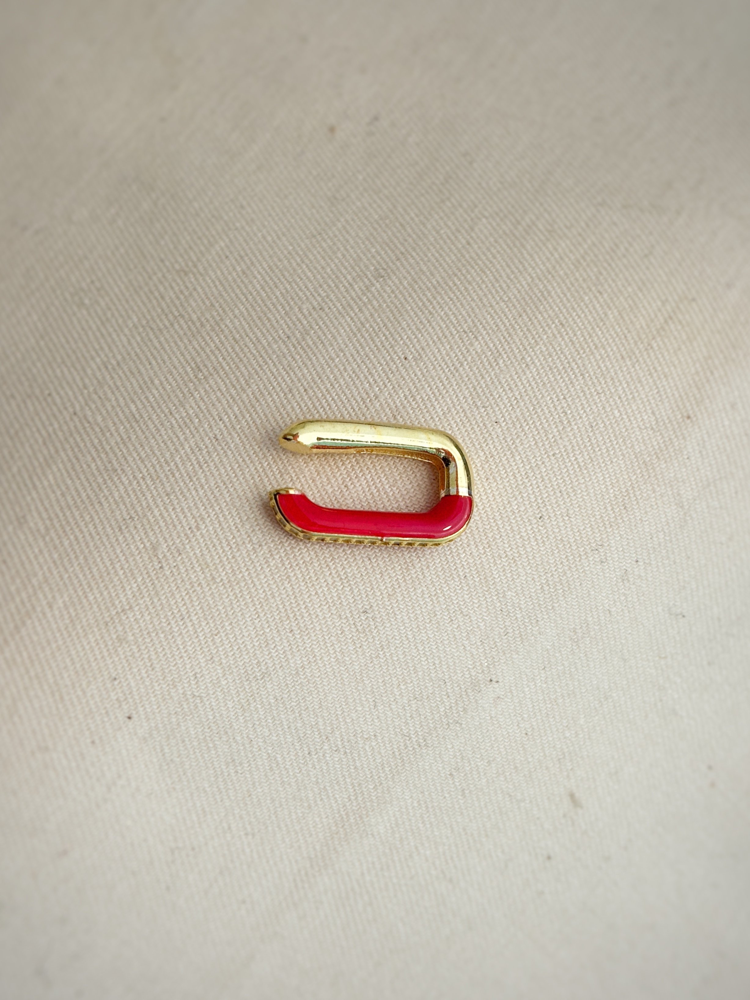 Taşlı Dörtgen Kırmızı Ear Cuff | 925 Ayar Gümüş
