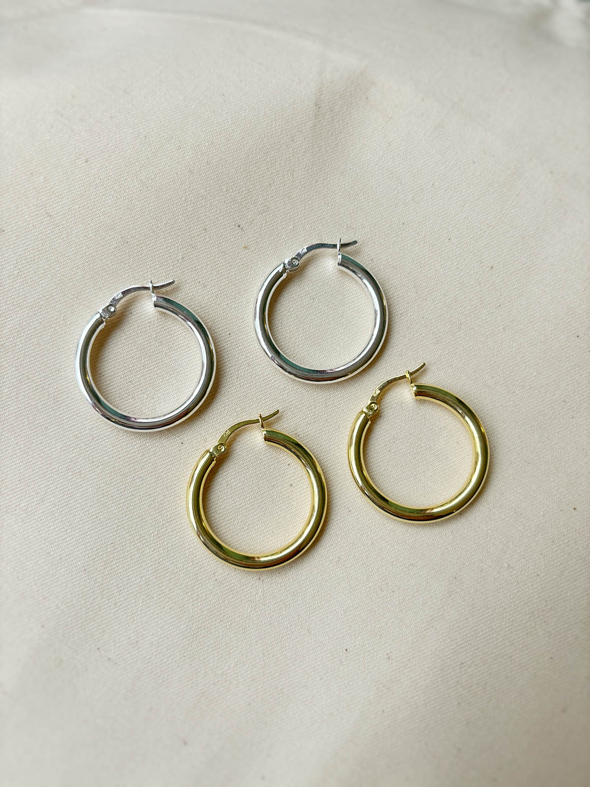 Basic İnce Halka Küpe - 2,5 cm | 925 Ayar Gümüş