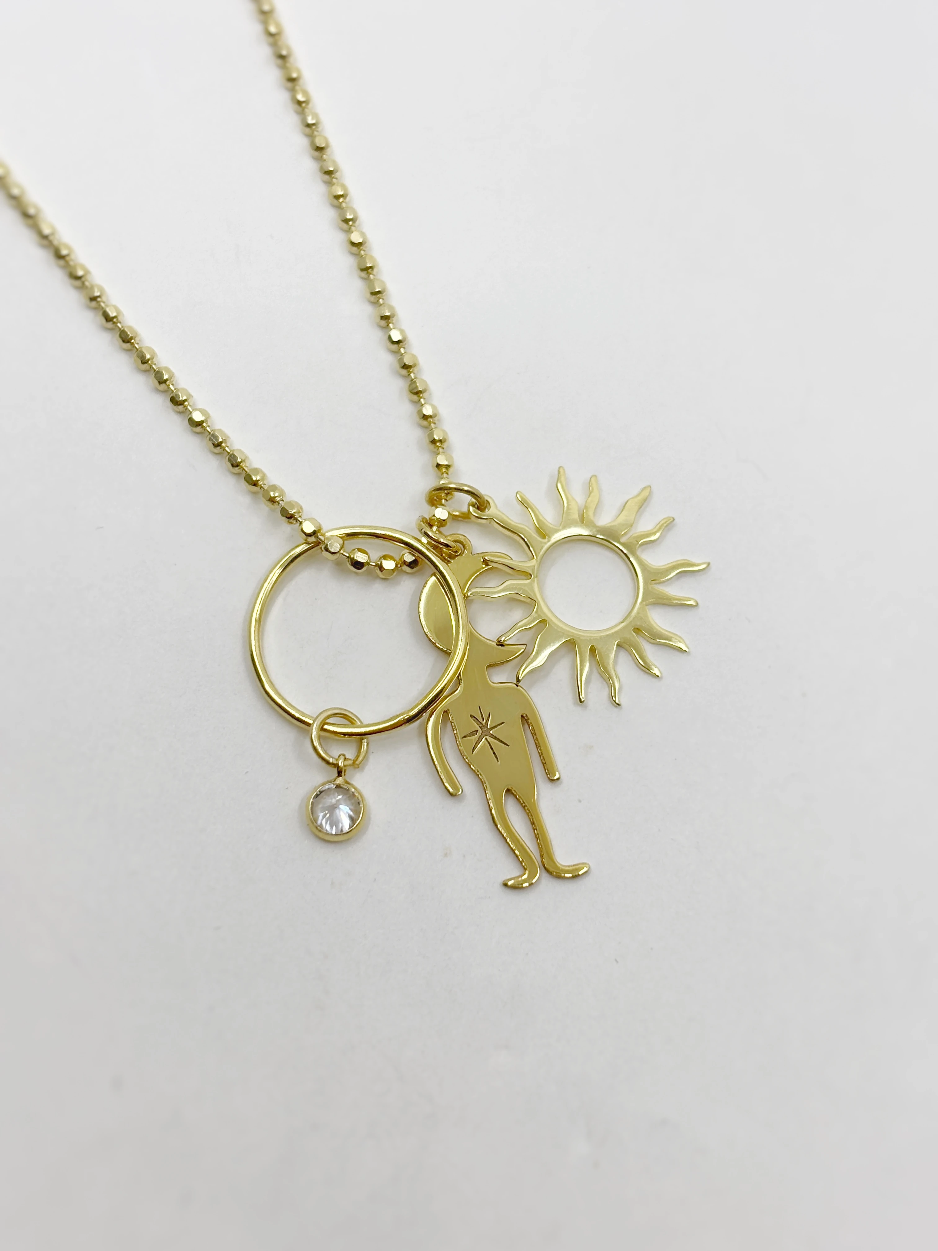 Ay Kafa Güneş Kolye | 925 Ayar Gümüş