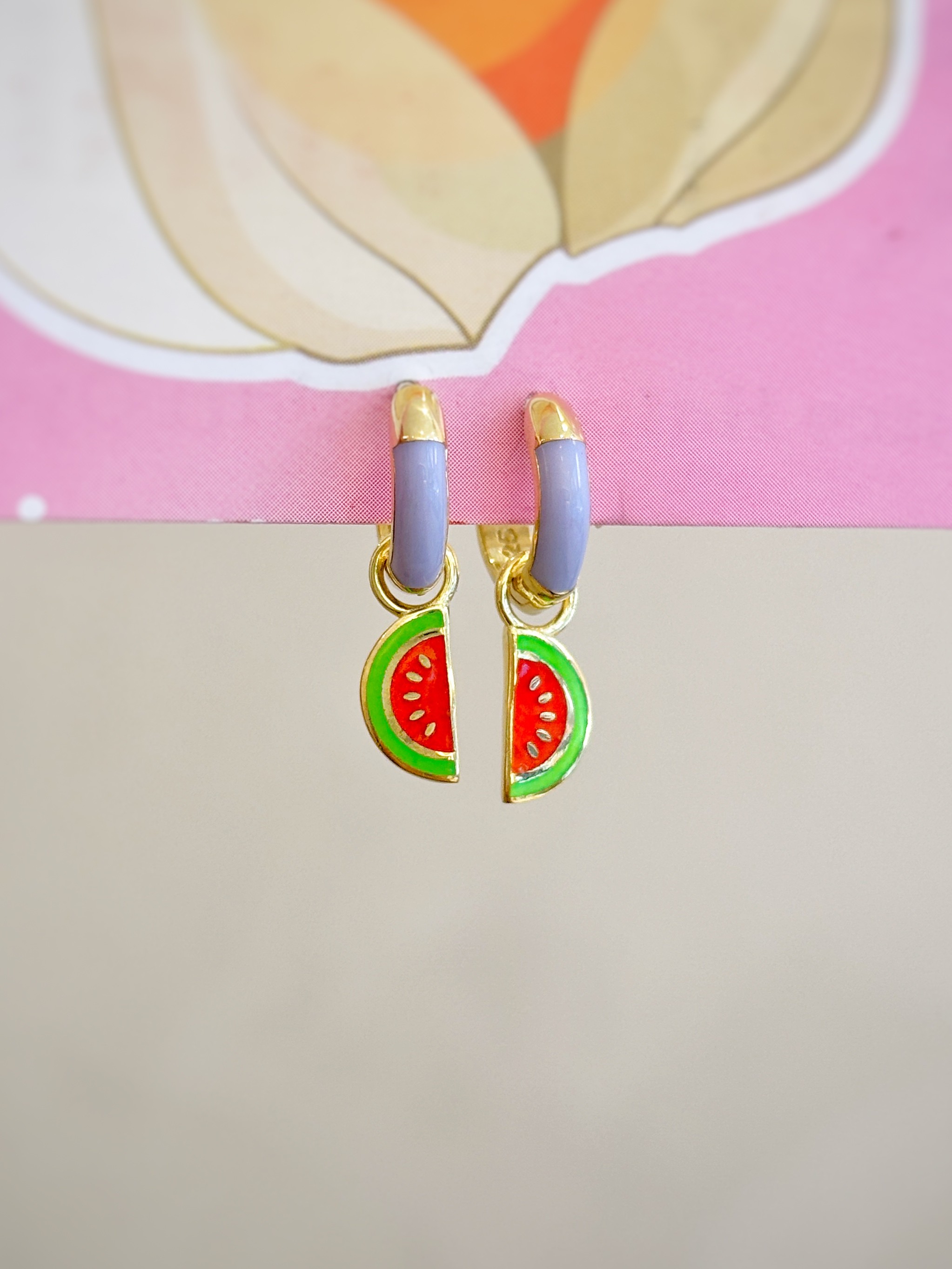 Karpuzlu Mini Çocuk Küpe | 925 Ayar Gümüş