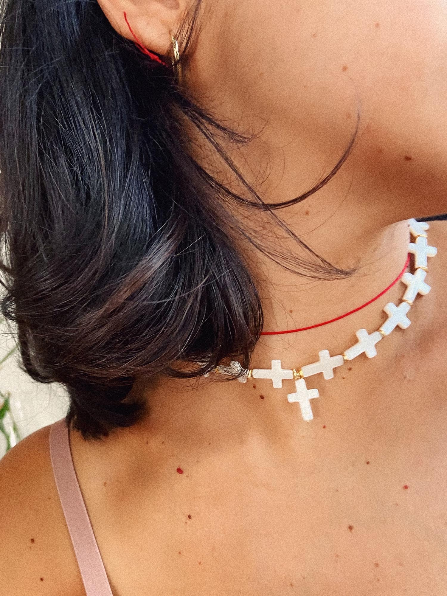 Sedef Haç Kısa Choker Kolye | 925 Ayar Gümüş