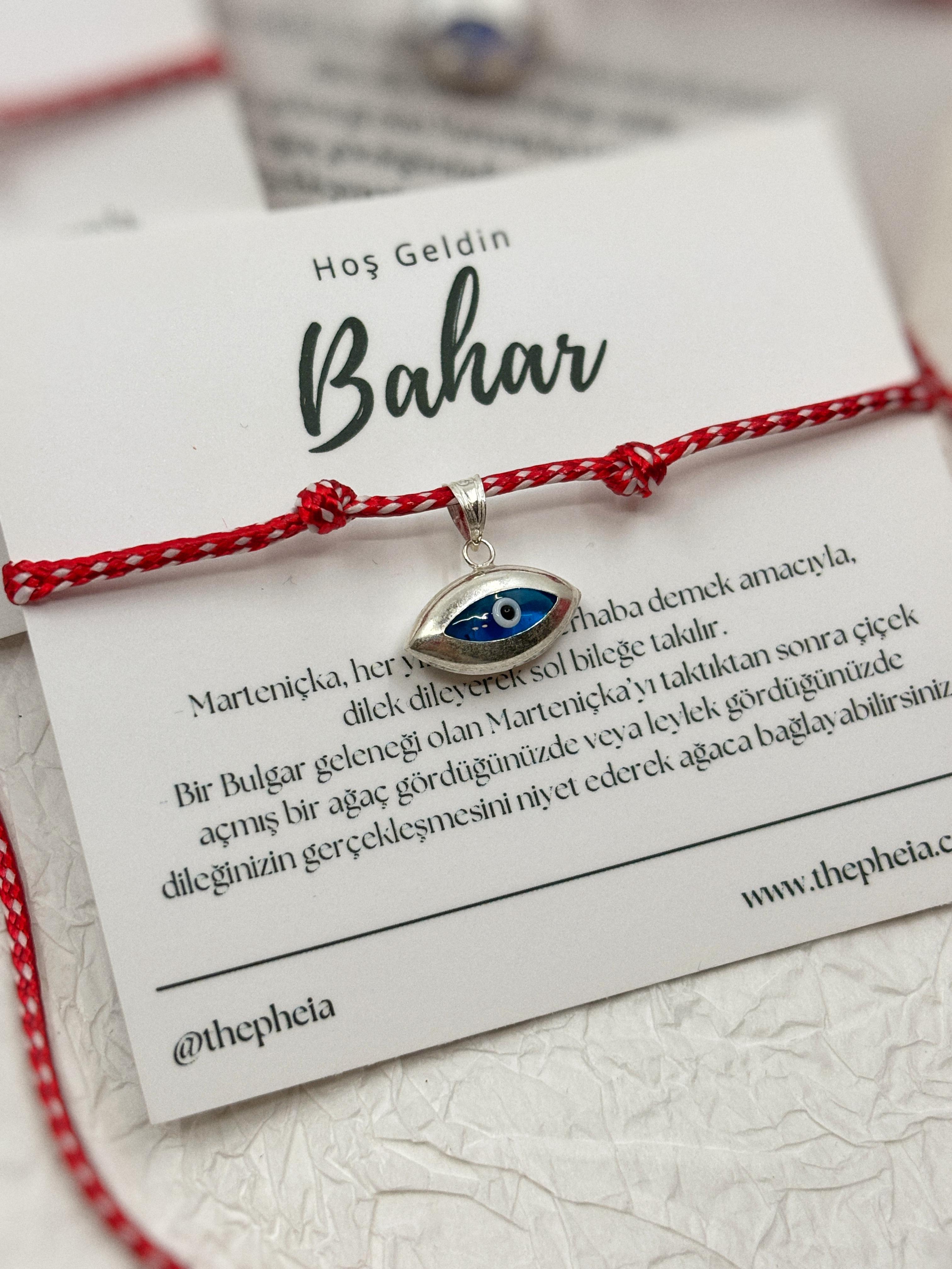 Vintage Oval Göz Nazar Boncuğu Marteniçka Bileklik | 925 Ayar Gümüş