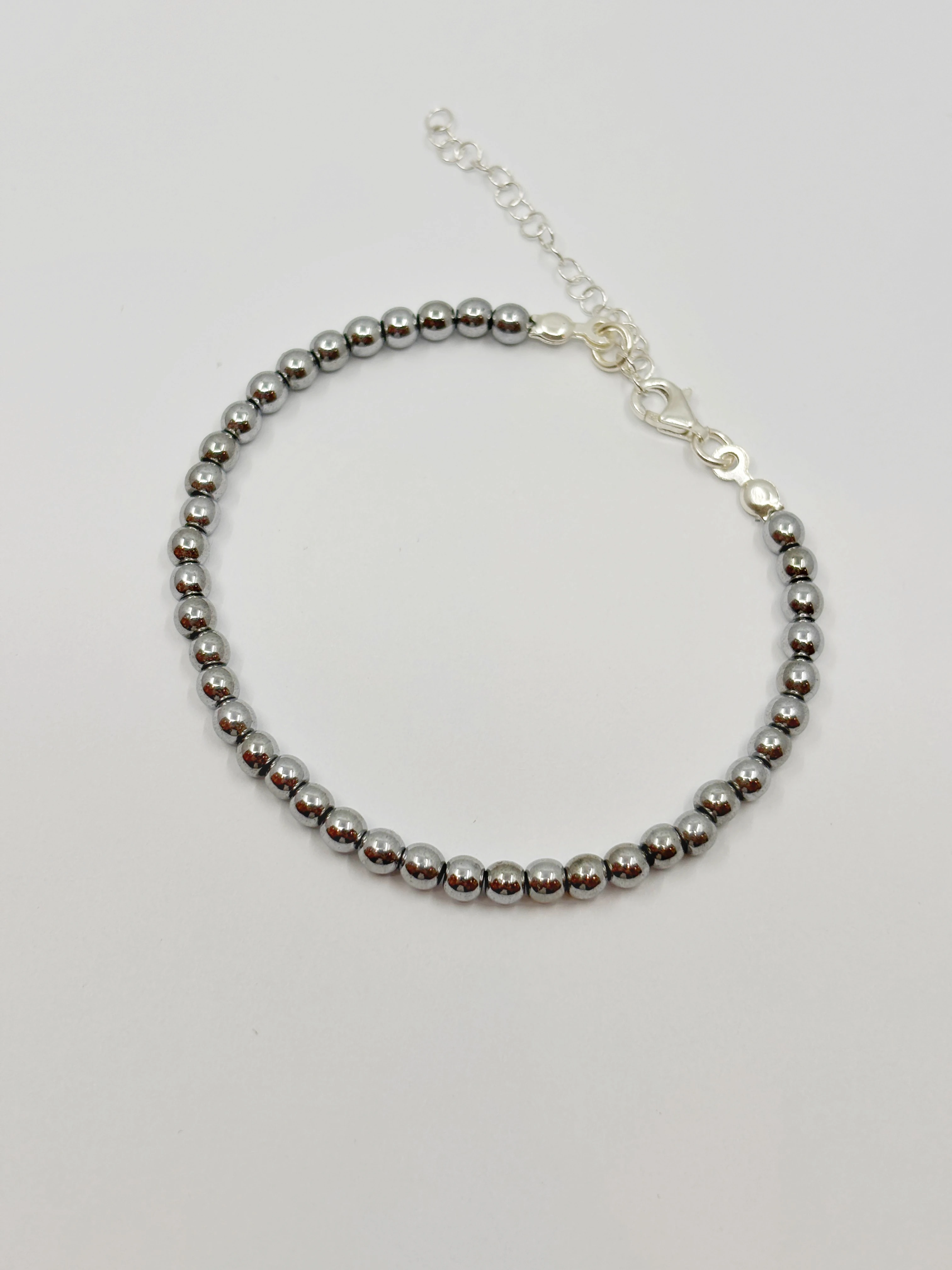 Top Top 4mm Hematit Bileklik | 925 Ayar Gümüş