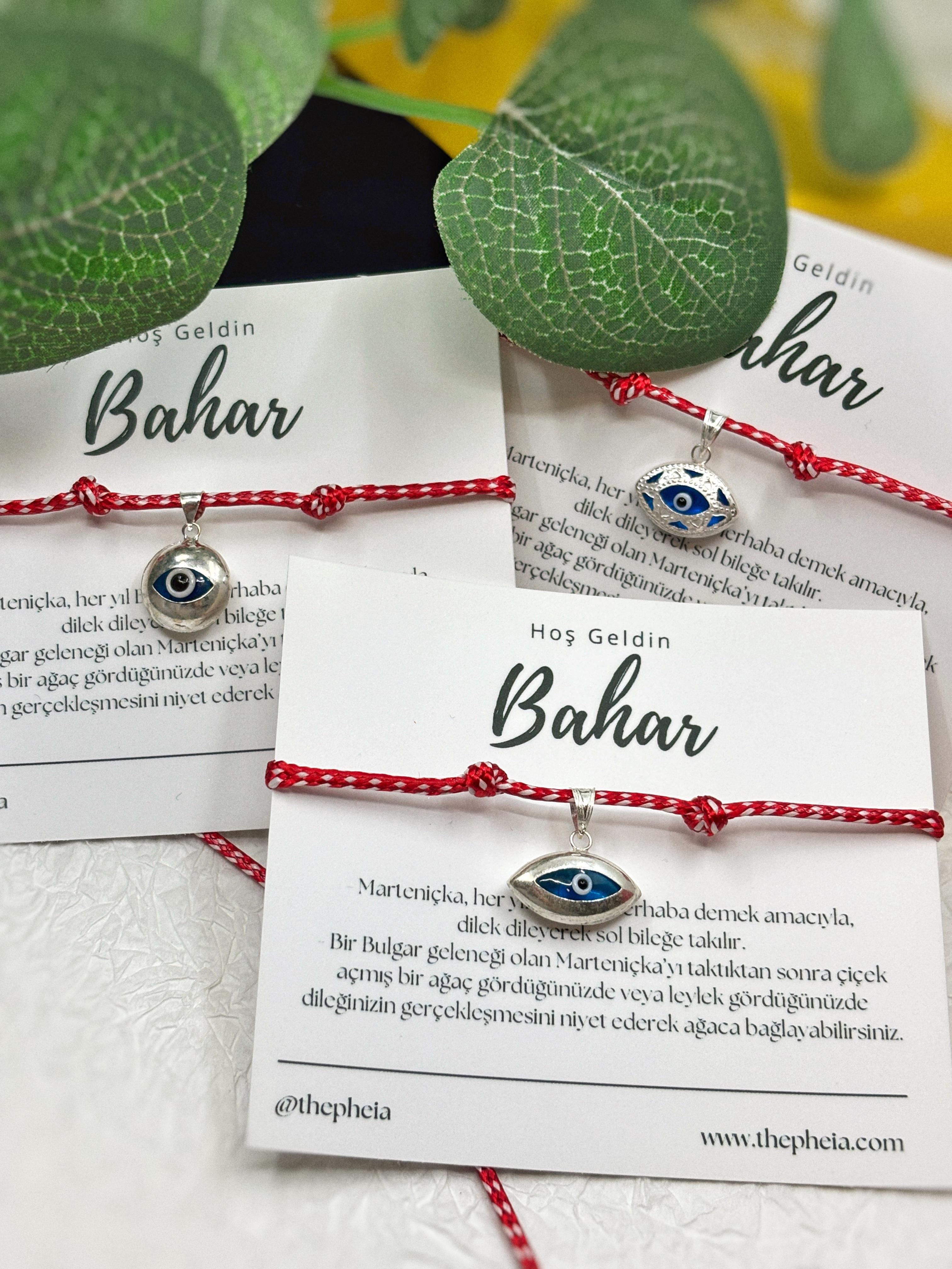 Vintage Yuvarlak Göz Nazar Boncuğu Marteniçka Bileklik | 925 Ayar Gümüş
