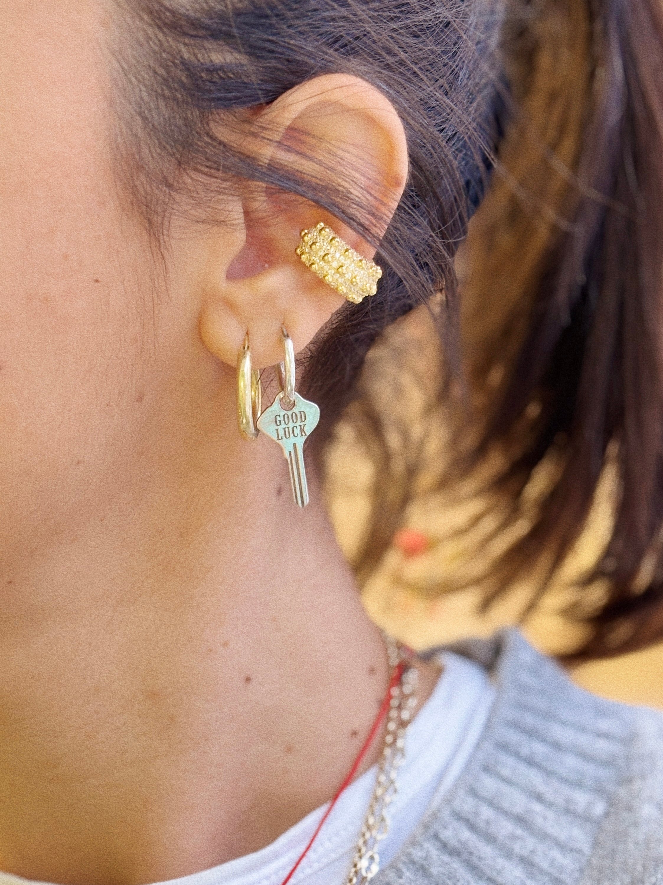 Geniş Taşlı Ear Cuff | 925 Ayar Gümüş