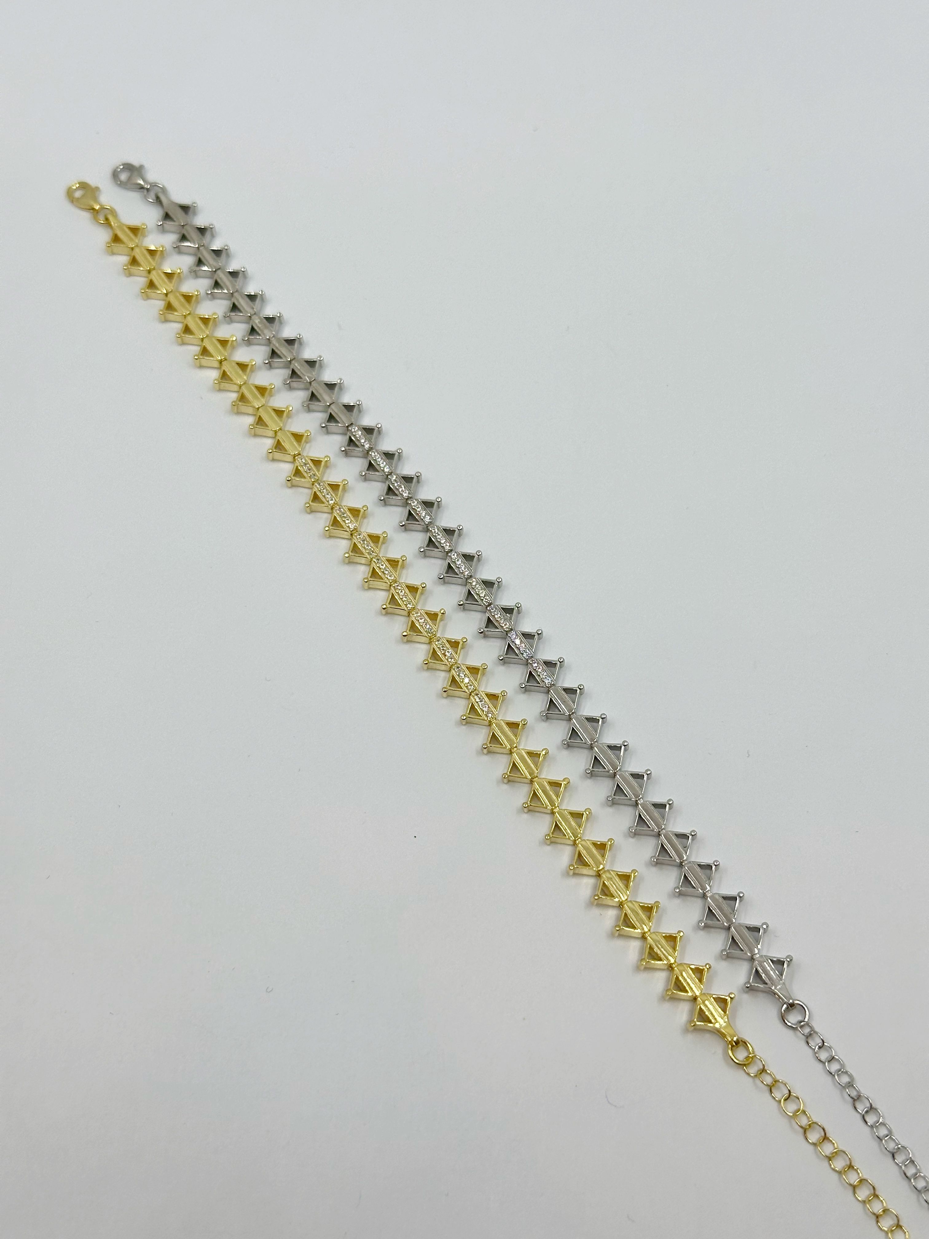 Baklava Desen Taşlı Bileklik | 925 Ayar Gümüş