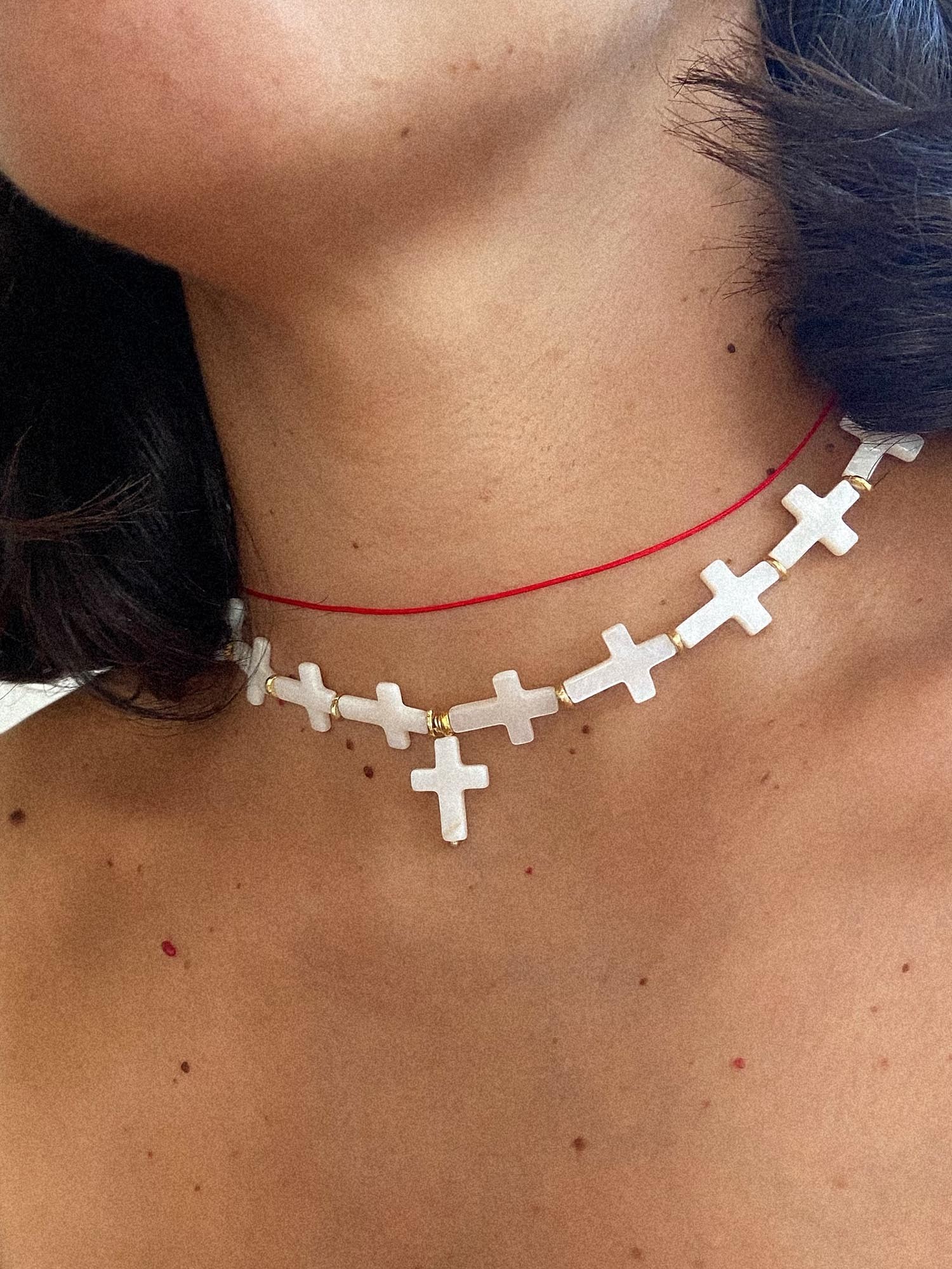 Sedef Haç Kısa Choker Kolye | 925 Ayar Gümüş