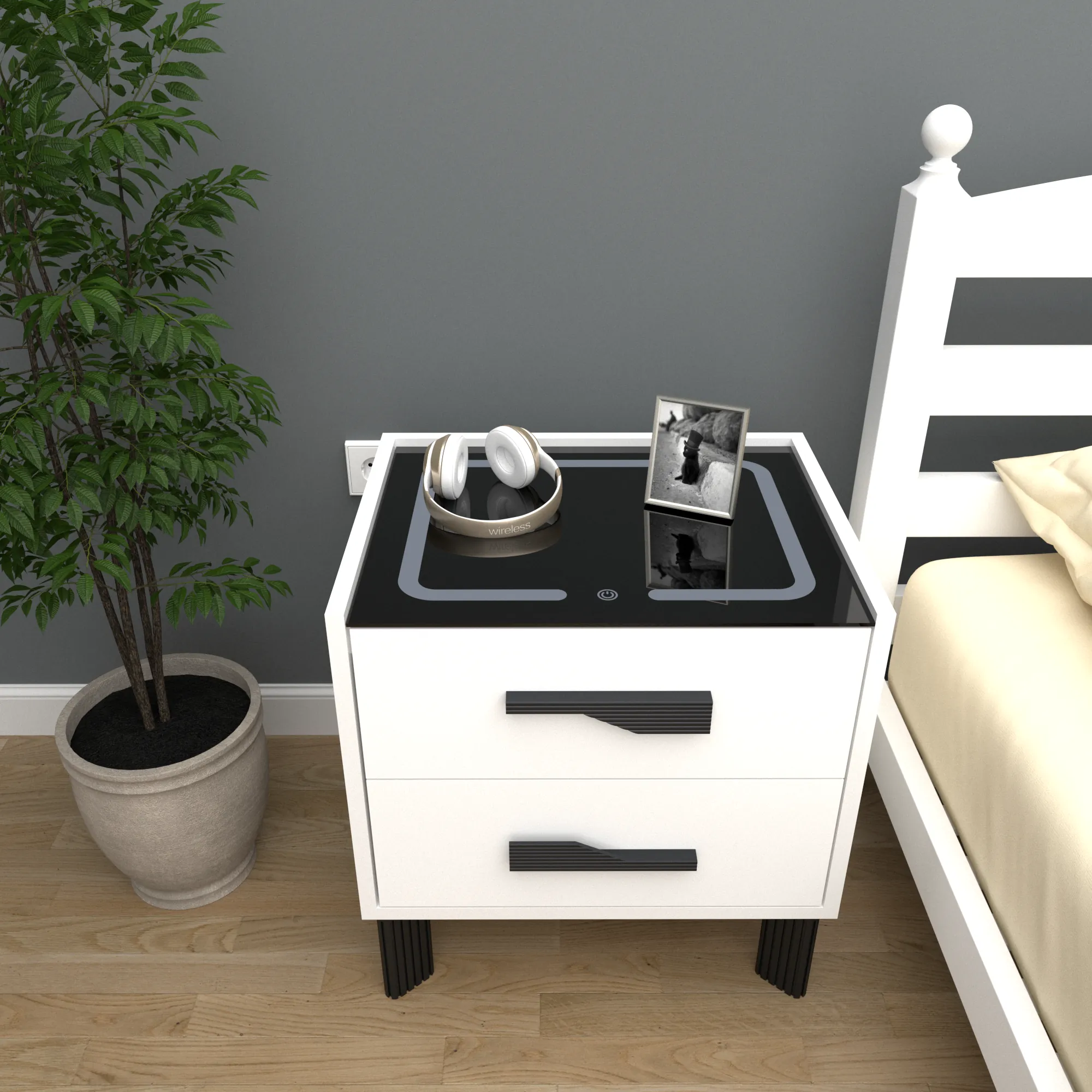 DİAMOND LED AYDINLATMALI KOMODİN