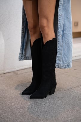Diana Siyah Süet Western Çizme