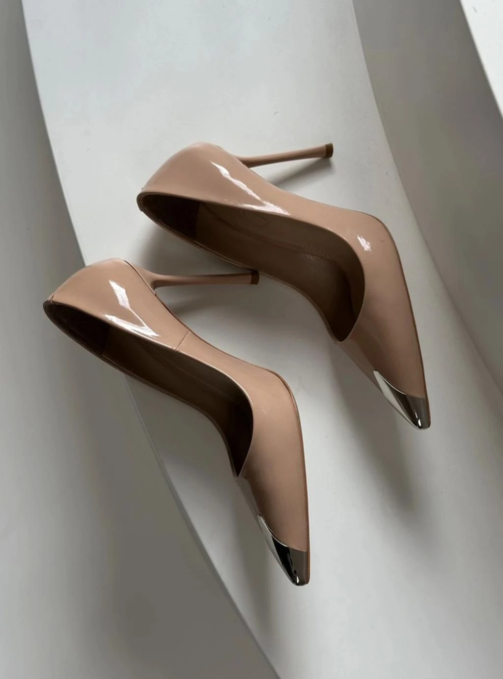 Mindy Metal Burunlu Rugan Deri Stiletto - Nude