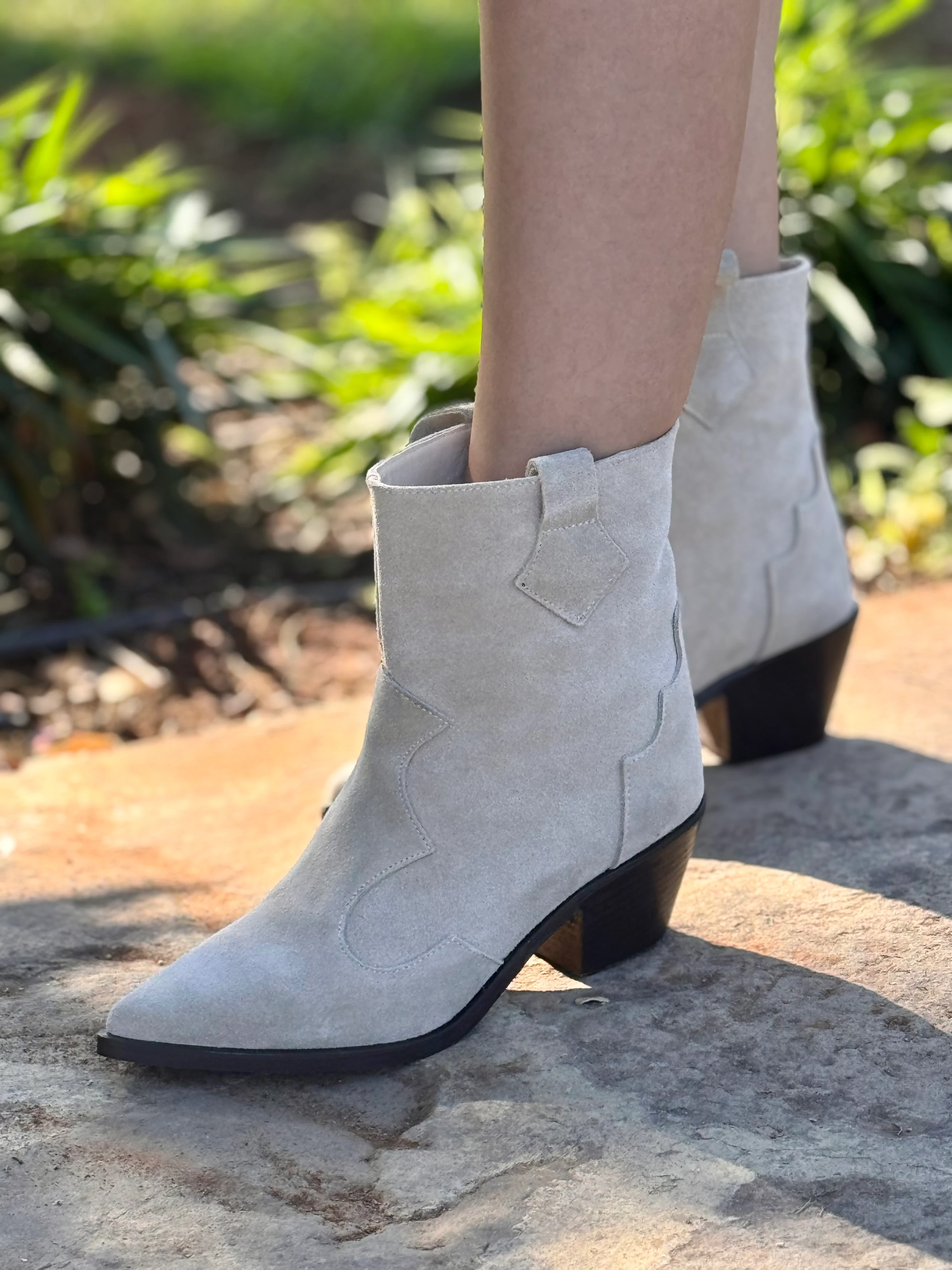 Etary Gerçek Süet Deri Western Bot - Bej