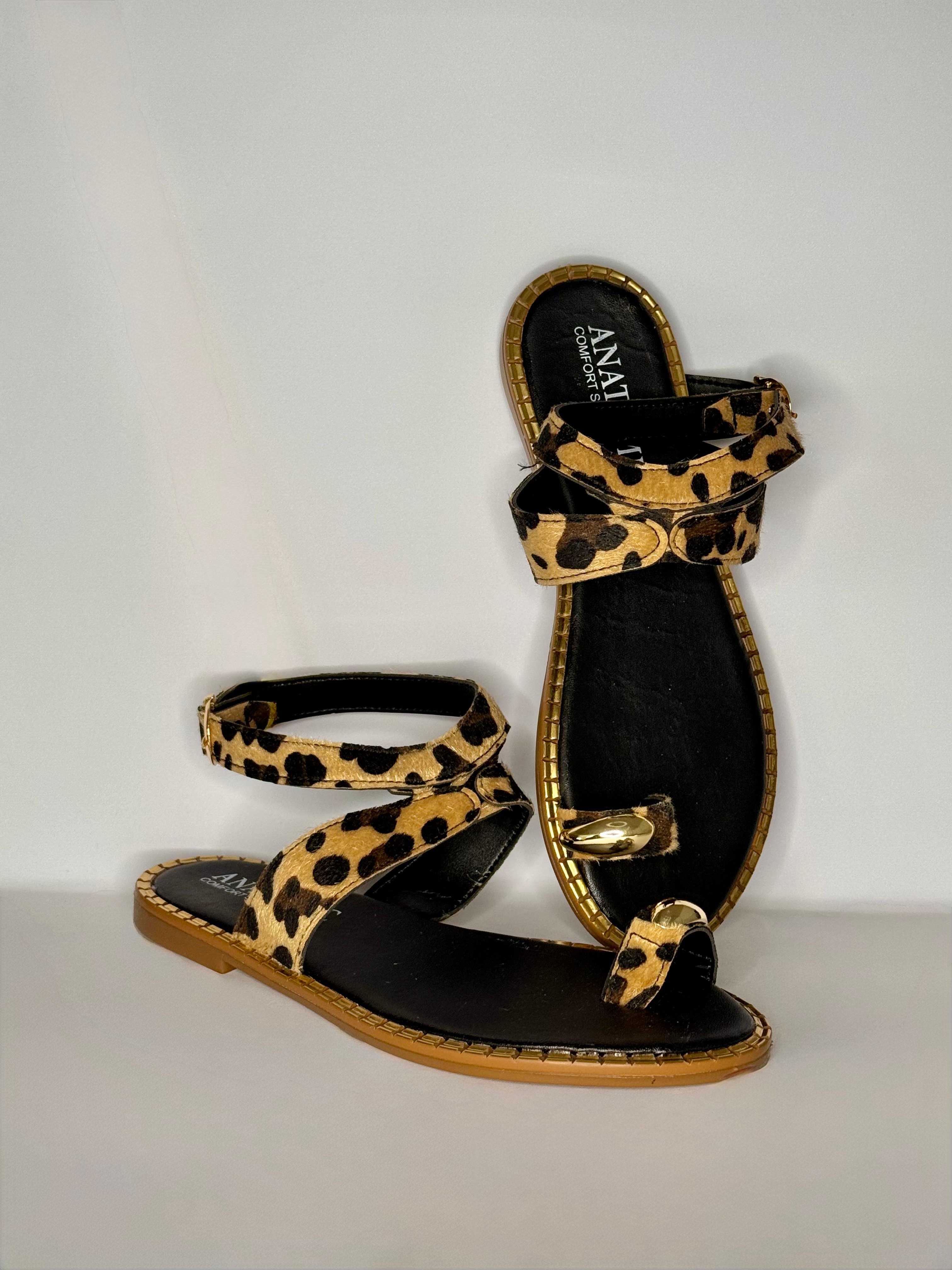 Dare Gold Detaylı Anatomik Parmak Arası Sandalet - Leopar