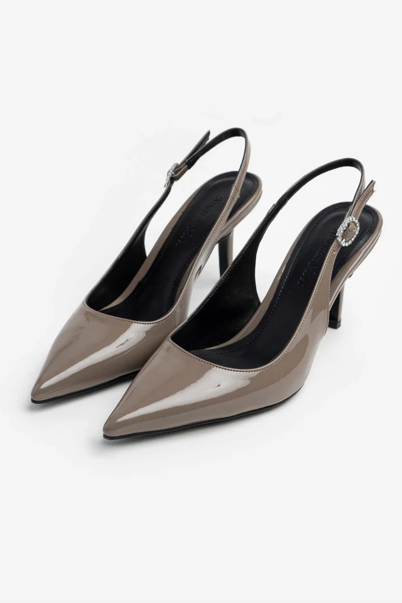 Nancy Taş Toka Detaylı Rugan Topuklu Ayakkabı Stiletto