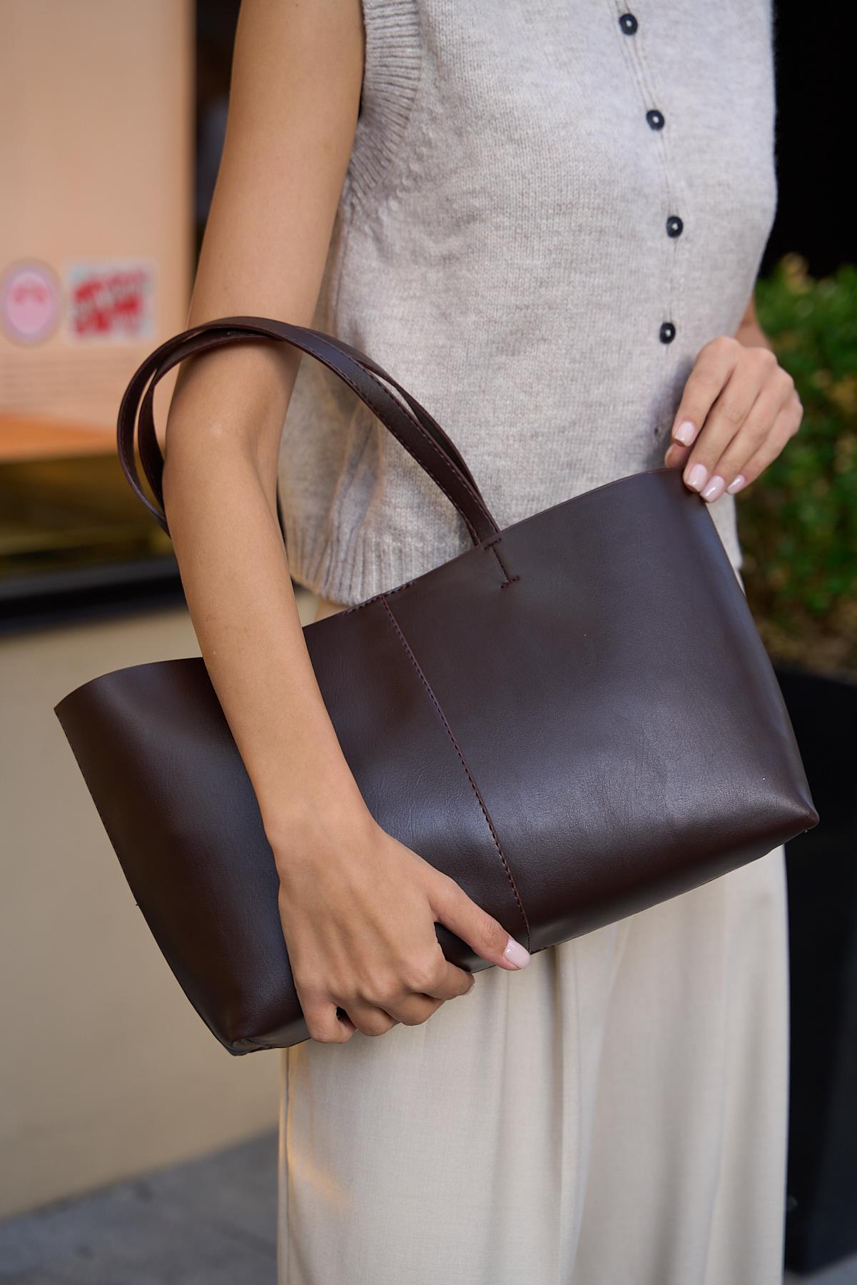 Aura Tote Çanta - Kahverengi