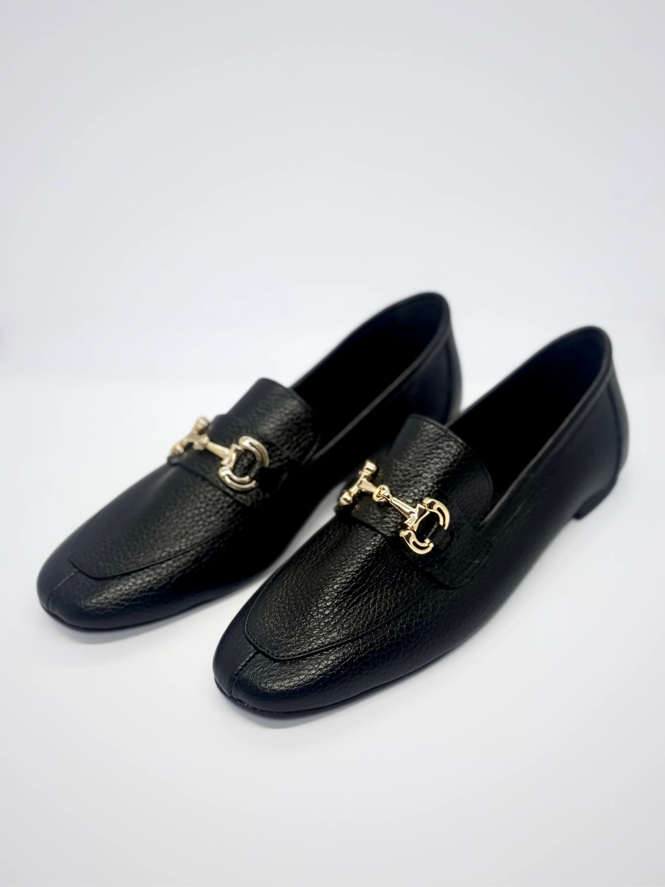 More Gerçek Deri Tokalı Loafer - Siyah