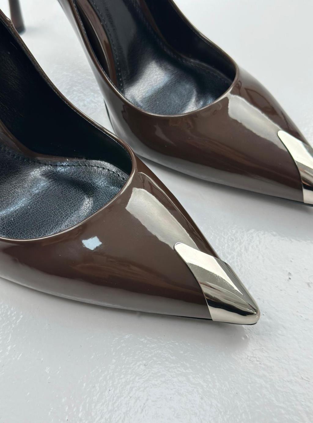 Mindy Metal Burunlu Rugan Deri Stiletto